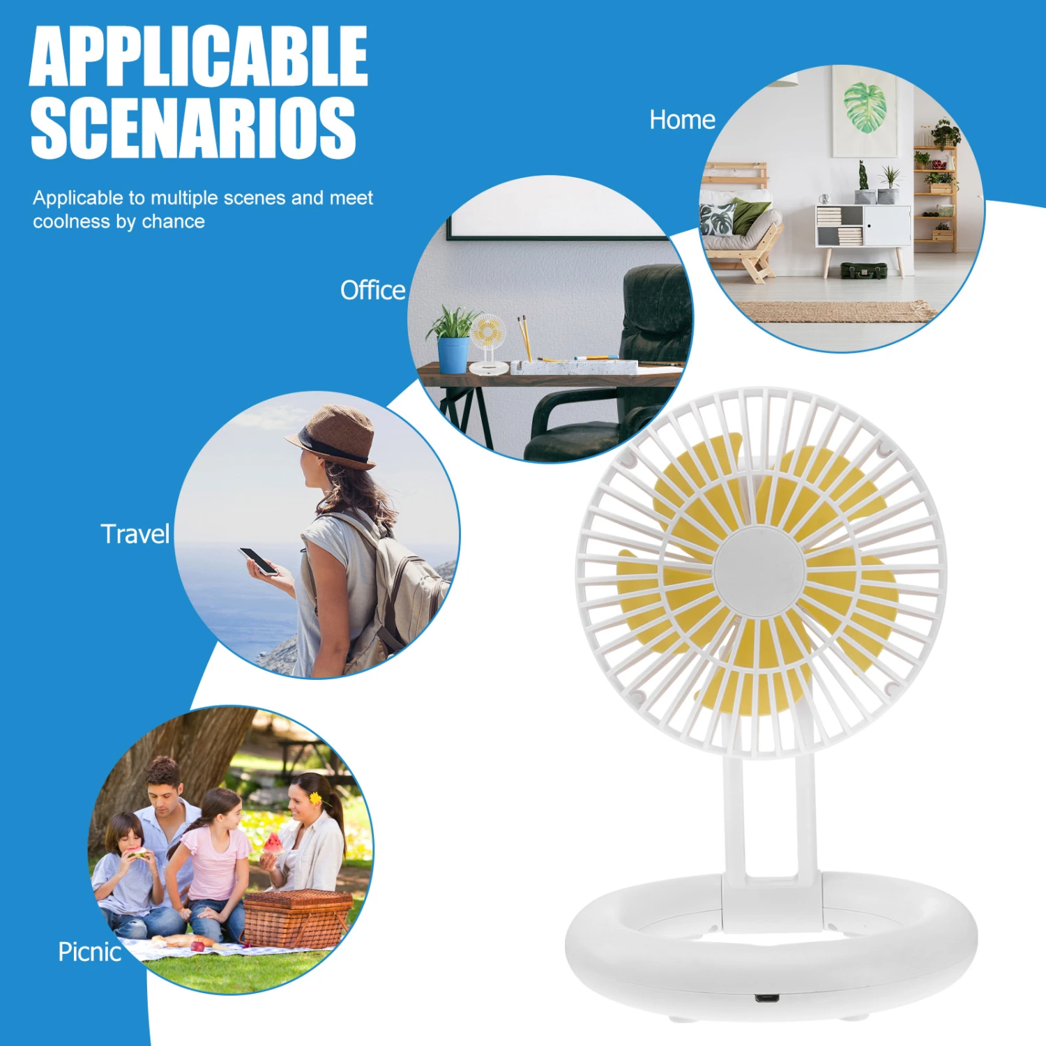 1 Set Student Cooling Fan Rechargeable Summer Fan Mini USB Charging Foldable Fan