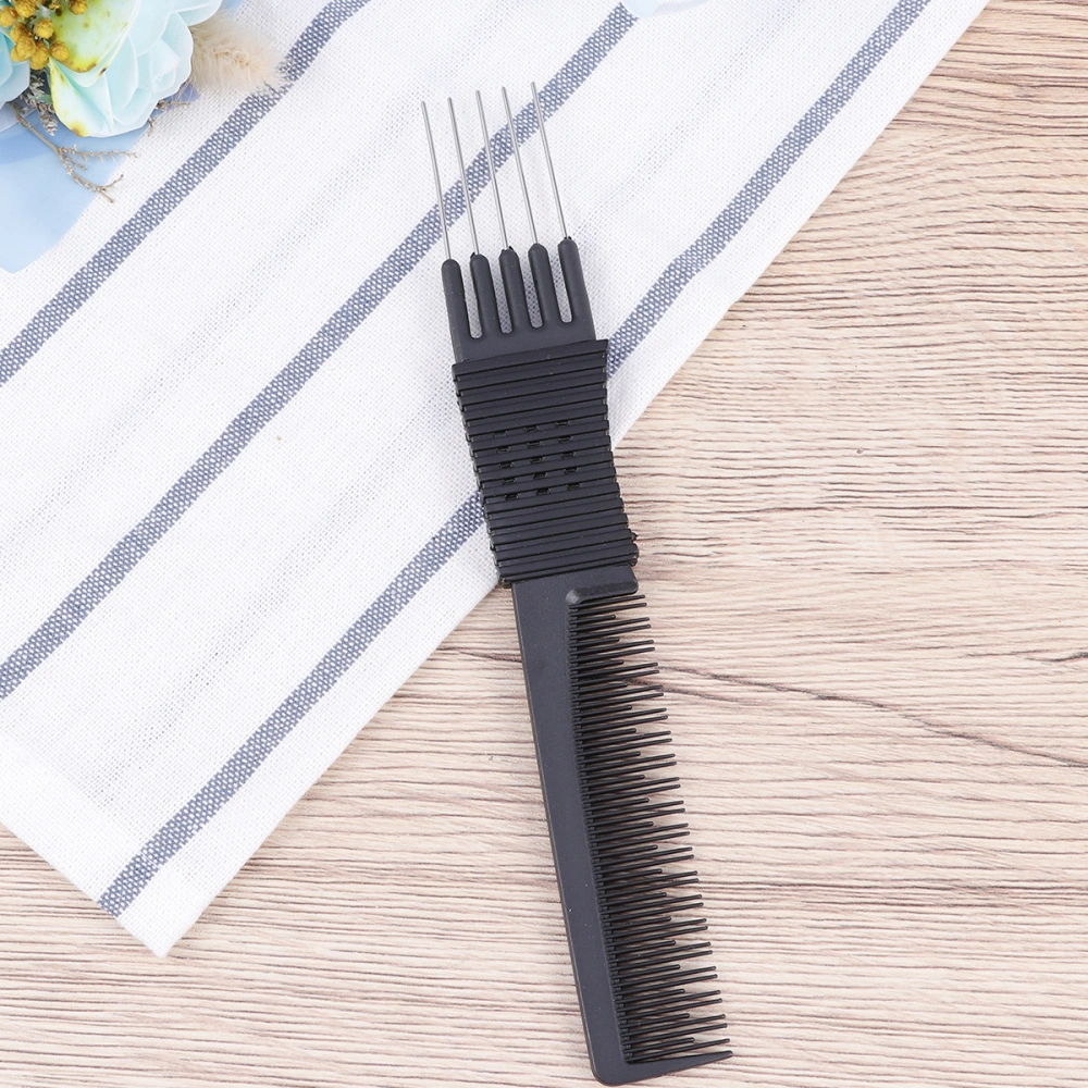 Black Carbon Fiber Anti-Static Steel Wire Clip Comb Rat-Tail Comb Hair Tool