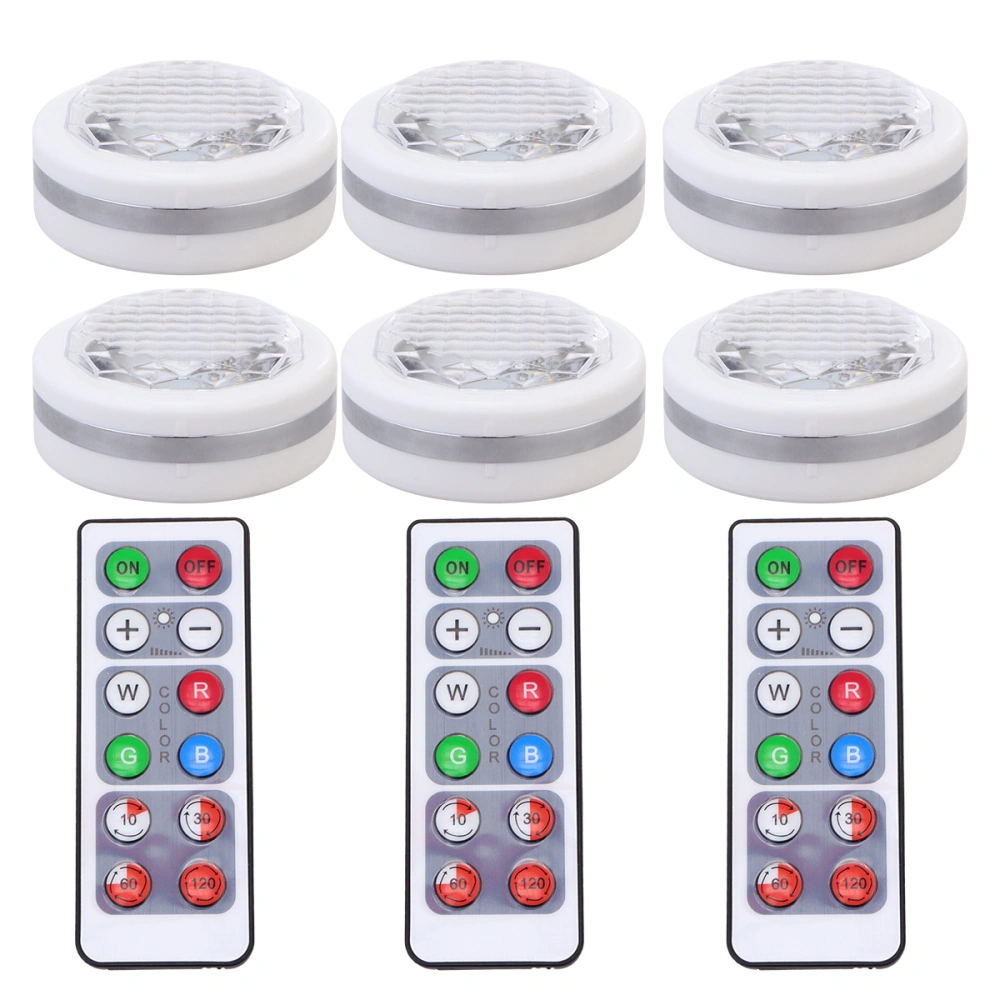 9PCS Smart Manual Night Light RGB LED Energy Saving Cabinet Light with 3PCS without Battery (White)