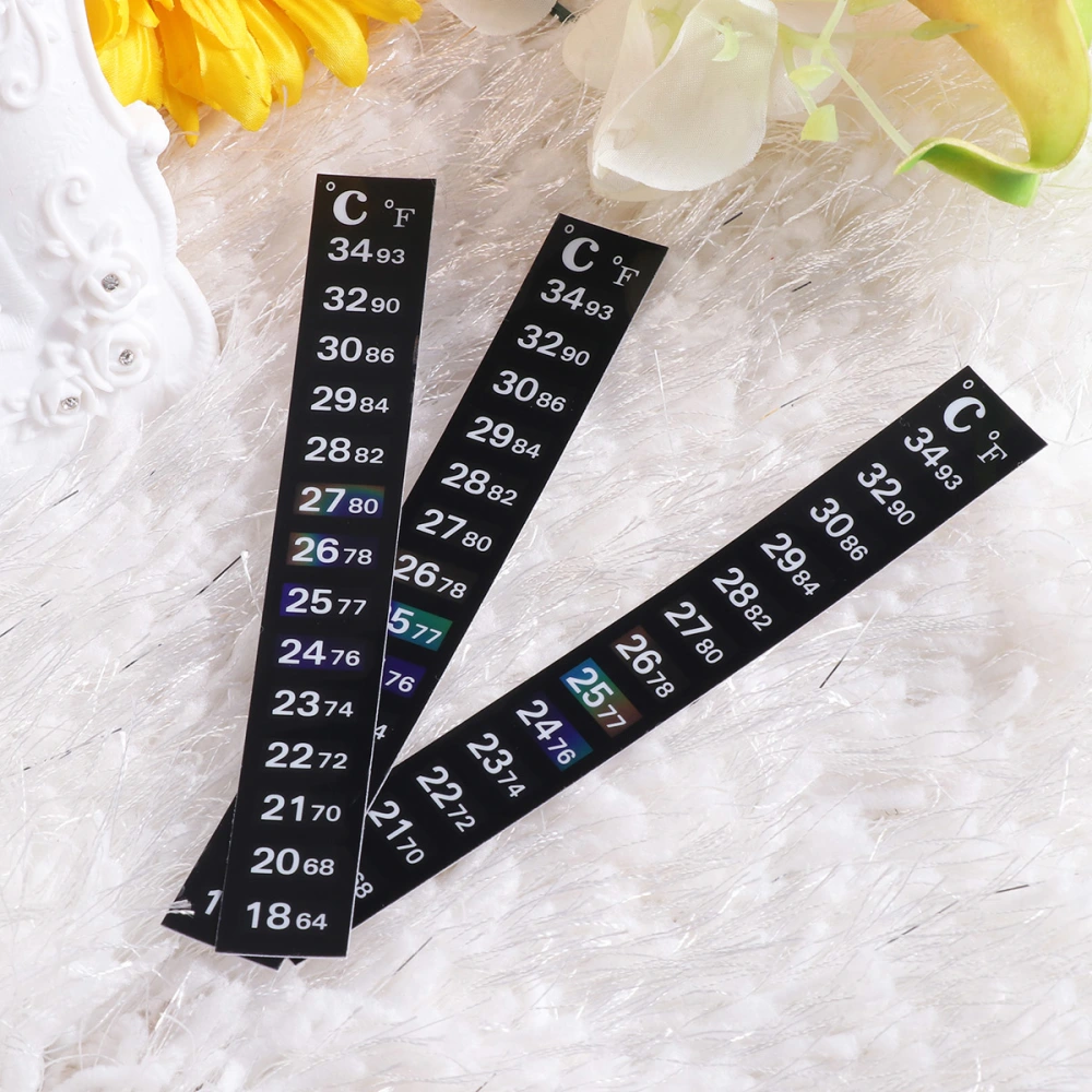 10pcs Traditional Stick-on Digital Temperature Thermometer Strip Degree Celsius System Display