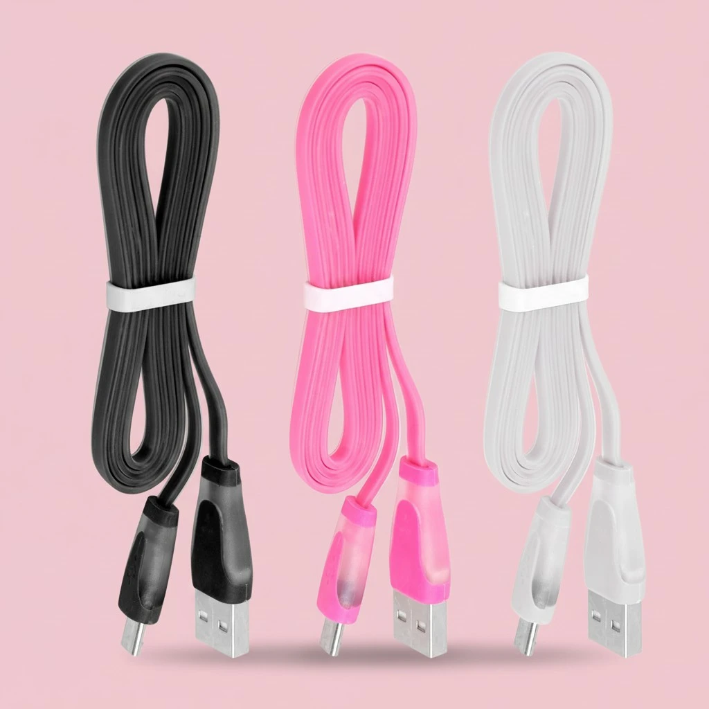 3pcs Mobile Phone Charging Color Glow USB Data Cable Compatible for Android Mobile Phone (Random Color)