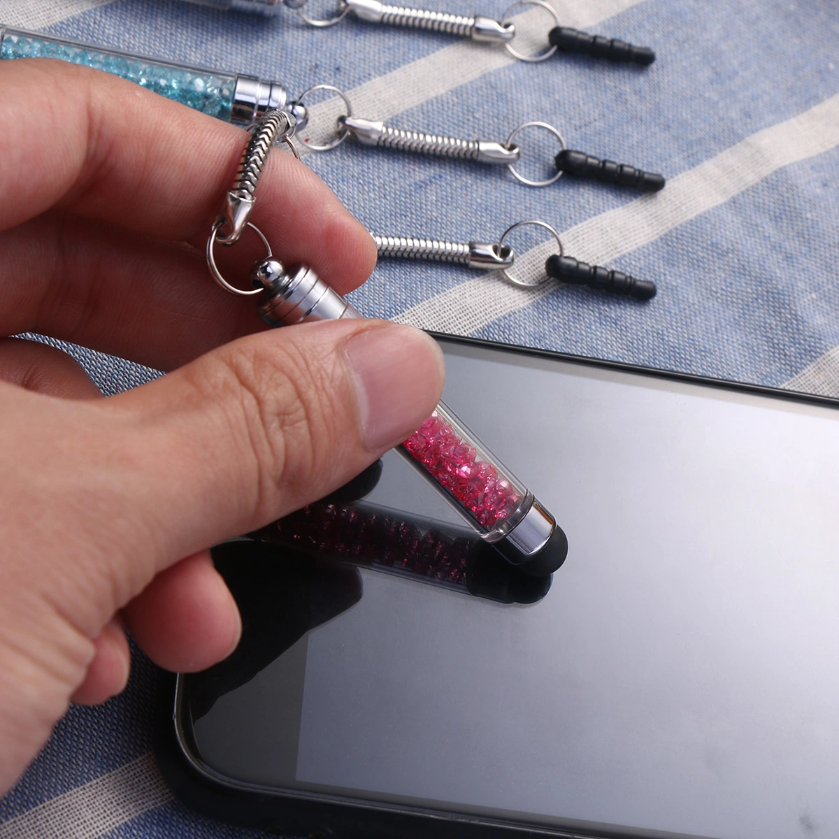 5PCS Capacitive Rhinestone Crystal Pens Touch Pen for Phone Tablets (Assorted Color)
