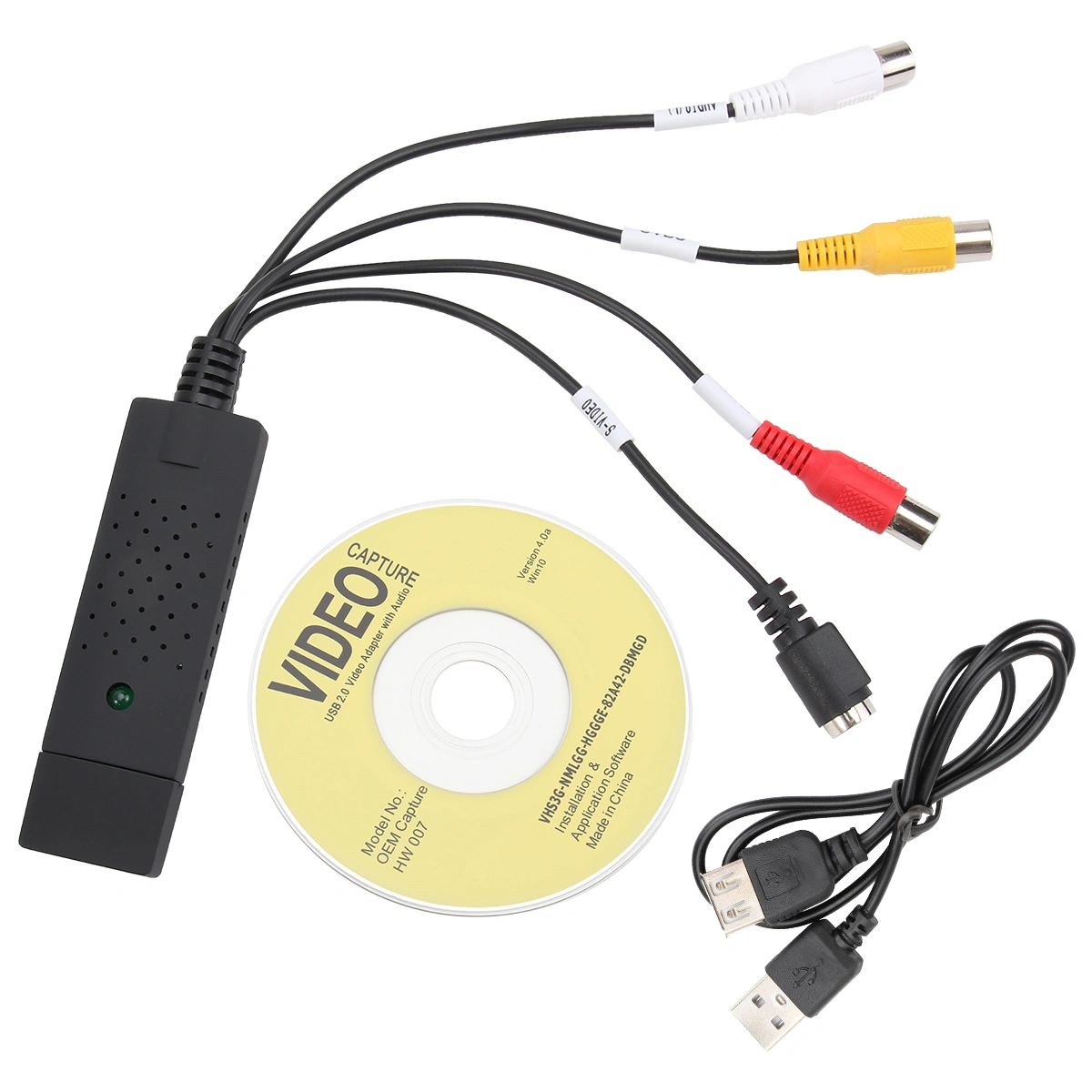 USB 2.0 Video Capture Adapter VHS VCR TV to DVD Converter for Windows Linux (Black)