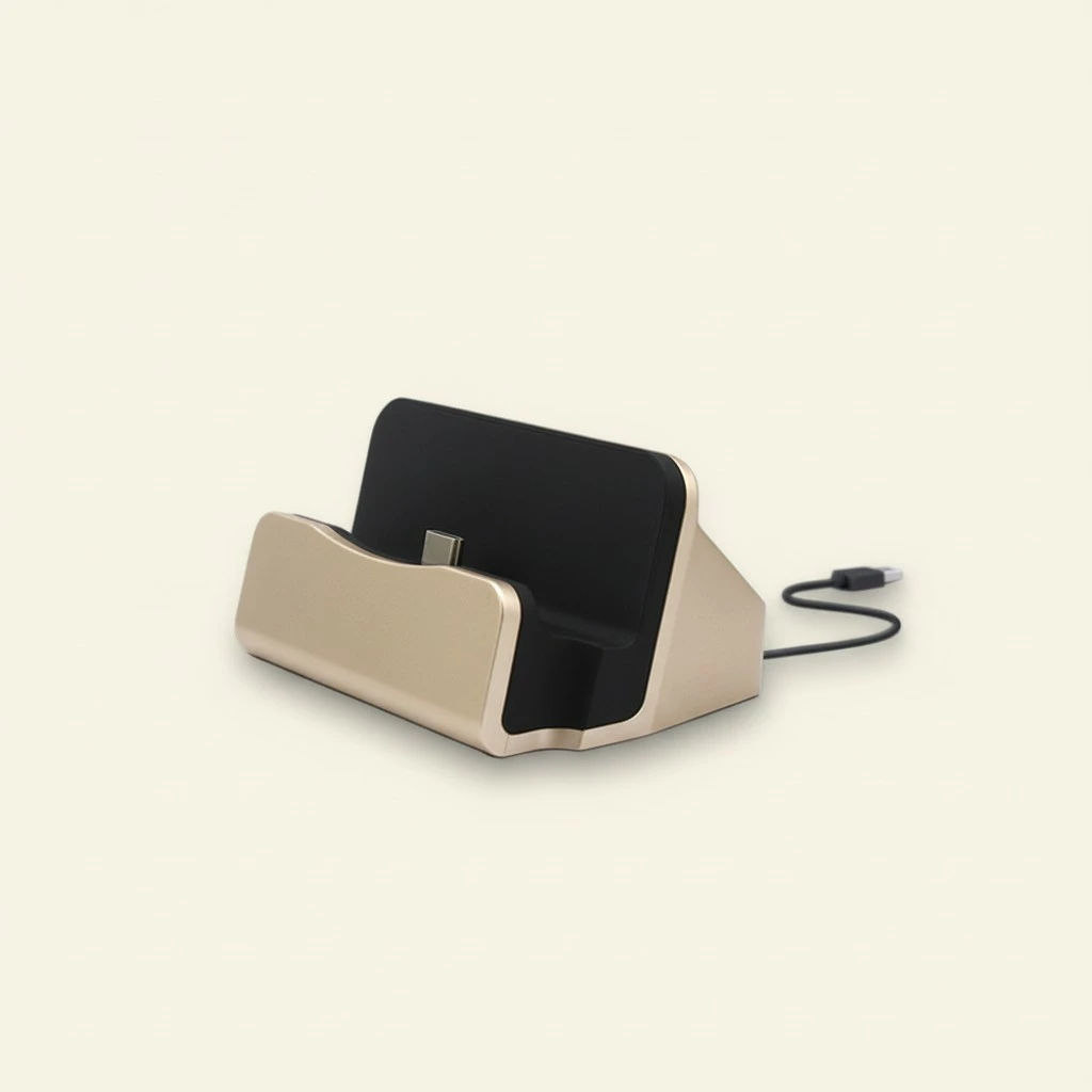 USB Type-C Desktop Charger Fast Charge and Sync Charging Cradle Docking Station Stand for OnePlus 5/ Microsoft Lumia 950 XL/ Galaxy S8/ LG G5/ HTC 10/ Pixel XL and Other Type-C Devices (Golden)
