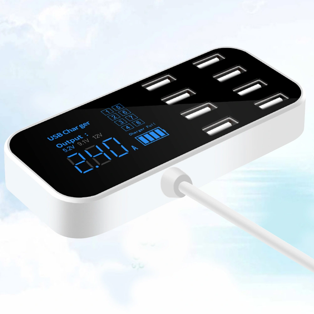 8 Ports USB Car Charger Fast Charging Phone Charger 40W Multi USB Socket with LED Display for Phone (Black)