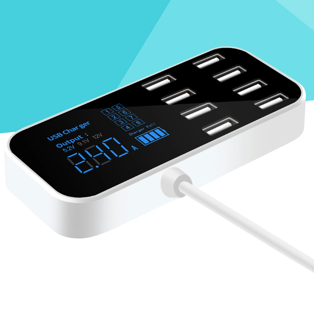 8 Ports USB Car Charger Fast Charging Phone Charger 40W Multi USB Socket with LED Display for Phone (Black)