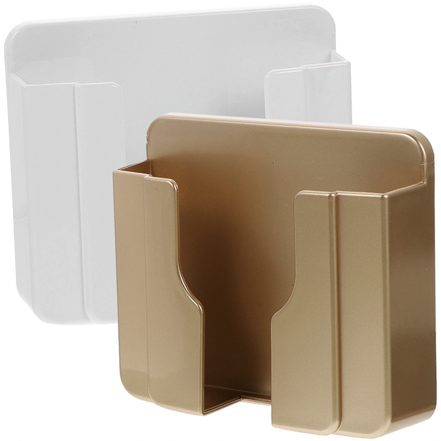 2 Pcs USB Wall Mobile Phone Charging Bracket Self-adhesive Wall Mounted Mobile Phone Holder Phone Charging Shelf (White+Golden)