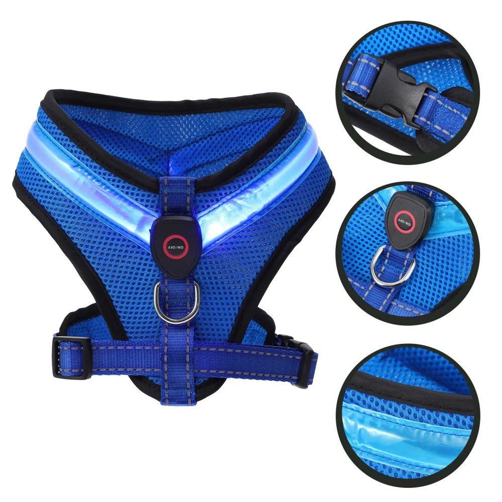 1 Set Luminous LED Dog Vest Breathable USB Charging Dog Vest Pet Dog Supply