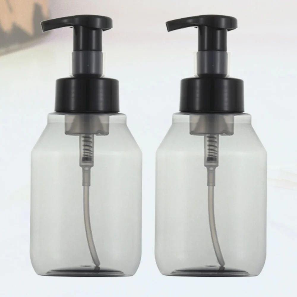 2Pcs 350ml Pump Foming Bottle Makeup Press Bottle Bubble Maker Transparent Subpackaging Bottle for Women Cosmetic (Transparent Black)