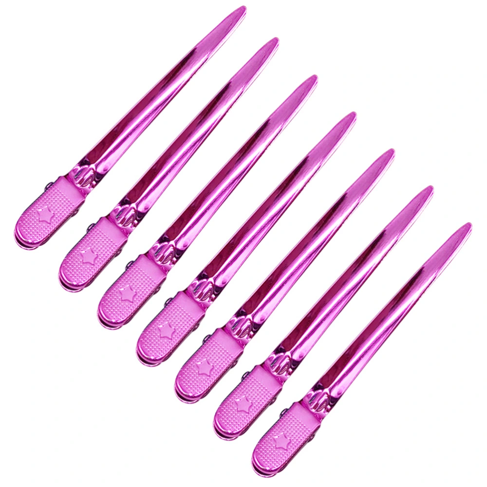 12pcs Haidressing Clips Stainless Steel Duckbill Hair Clips Salon Hair Styling Tool (Rosy)