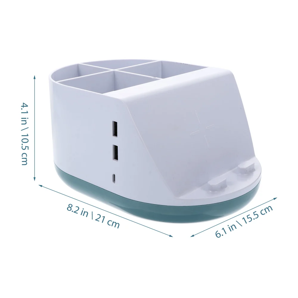 1Pc Multifunctional Charging Box Desktop Storage Box with Data Cable (Sky-blue)