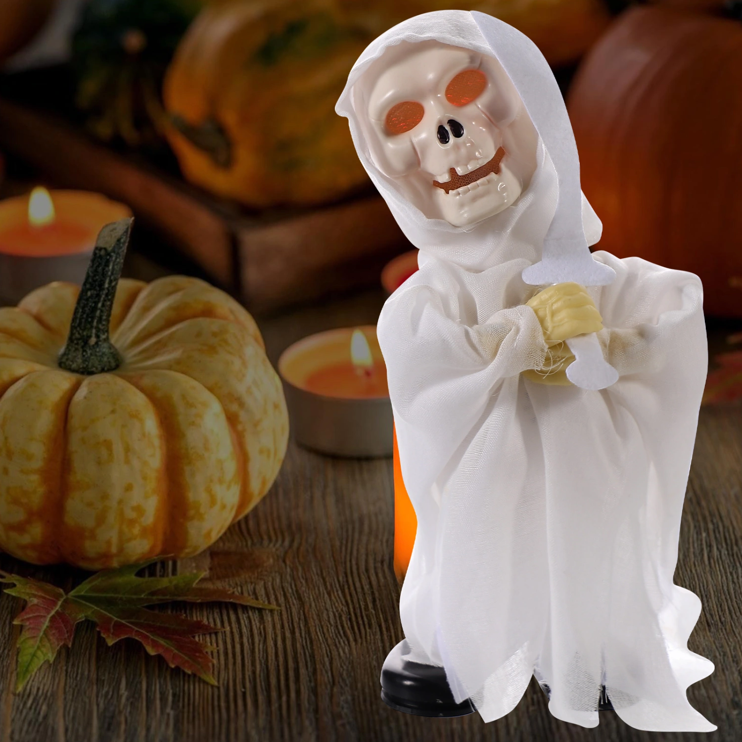 1Pc Halloween Skull Decor Skull Adornment Spoof Prop Scene Ornament with Light