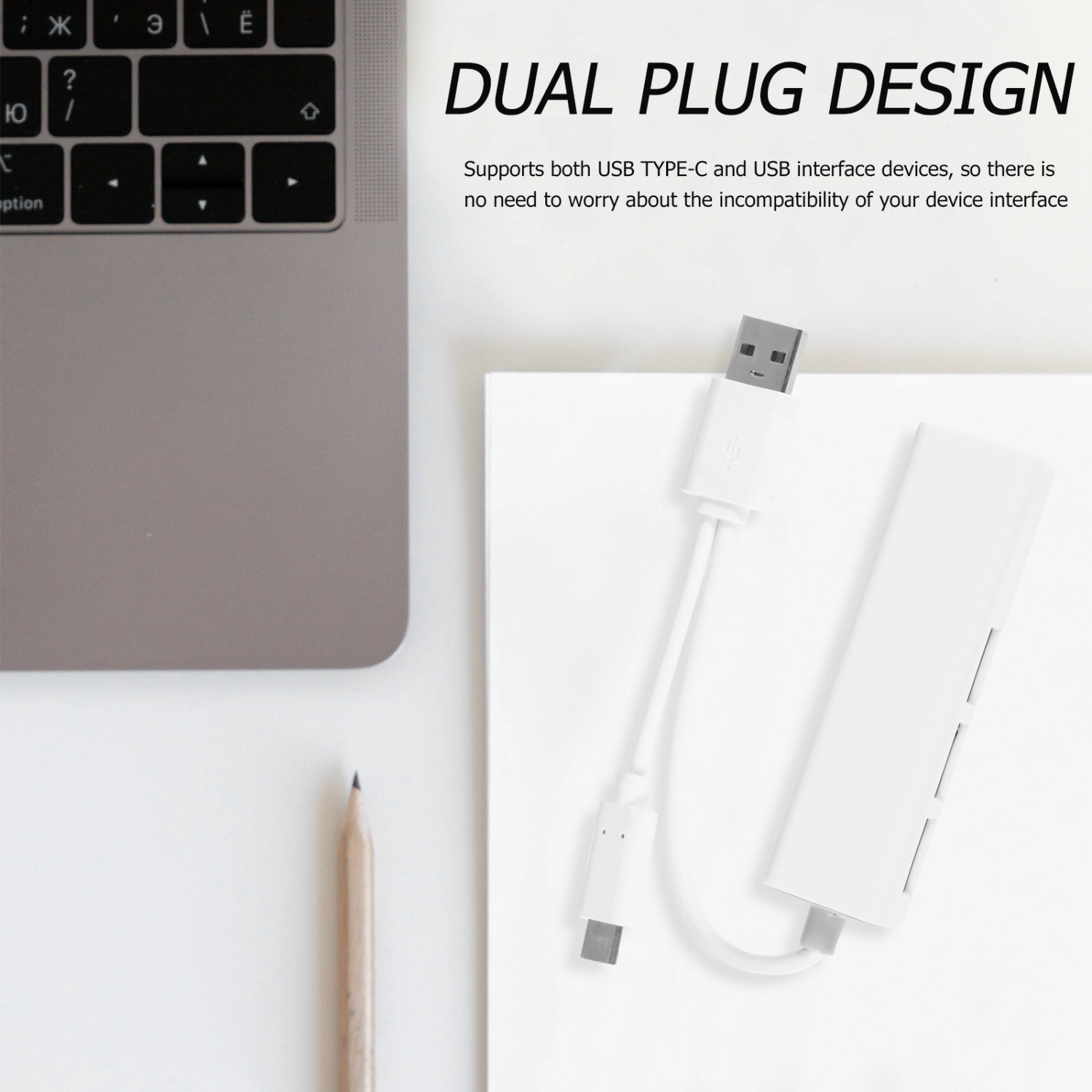 4 Ports USB Hub Multi-Port USB Hub Computer Laptop Dock Hub Network