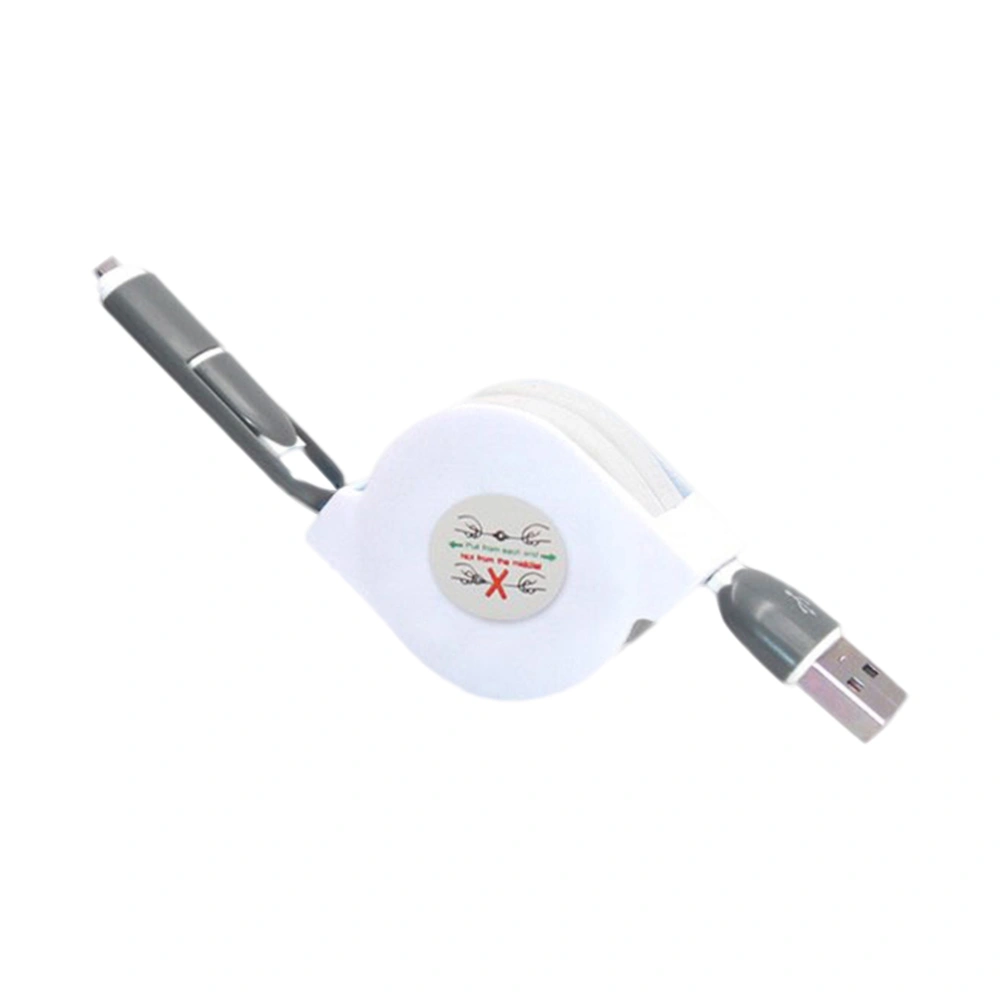 2 In 1 Micro USB Type C Combo Male Retractable Data Charging Cable High Cell Phone Accessories (White)