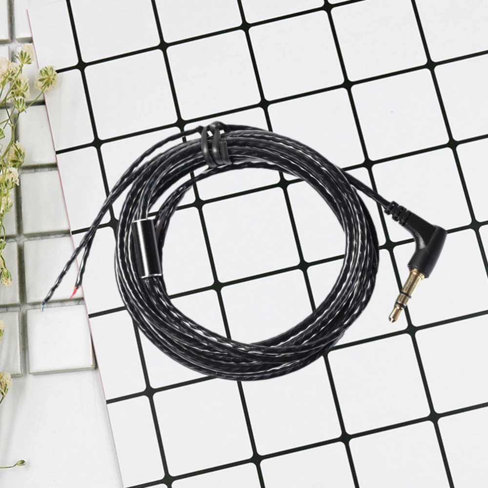 1pc 1.2M DIY Earphone Repair Wire LC-OFC Anoxic Copper Wire Bend Head for Earphone Use (Black)