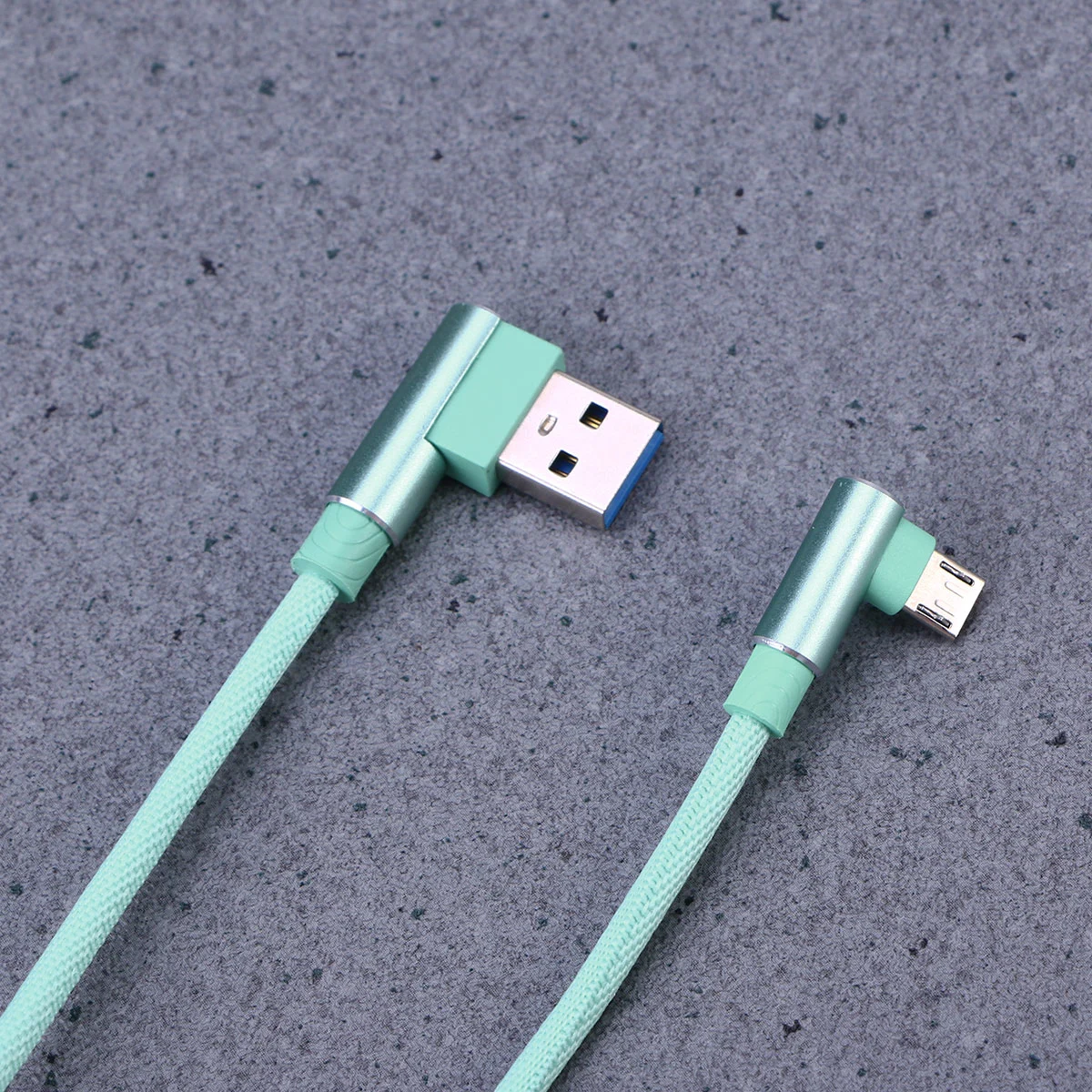 1M Right Angle USB Micro Cable Braided USB 2.4 A to 90 Degree Data Cable Charger Cord for Universal Android Phone (Green)