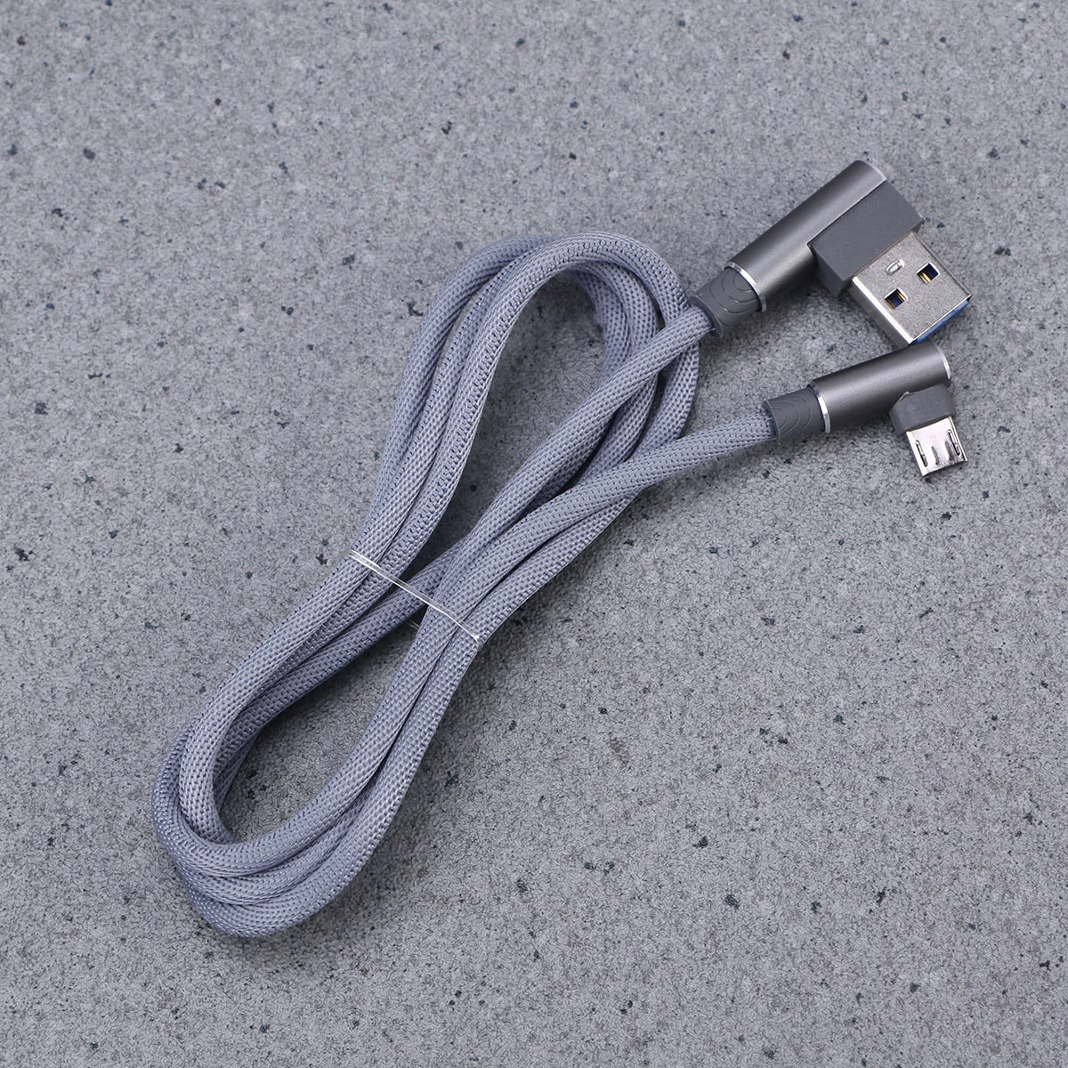 1M Right Angle USB Micro Cable Braided USB 2.4 A to 90 Degree Data Cable Charger Cord for Universal Android Phone (Grey)
