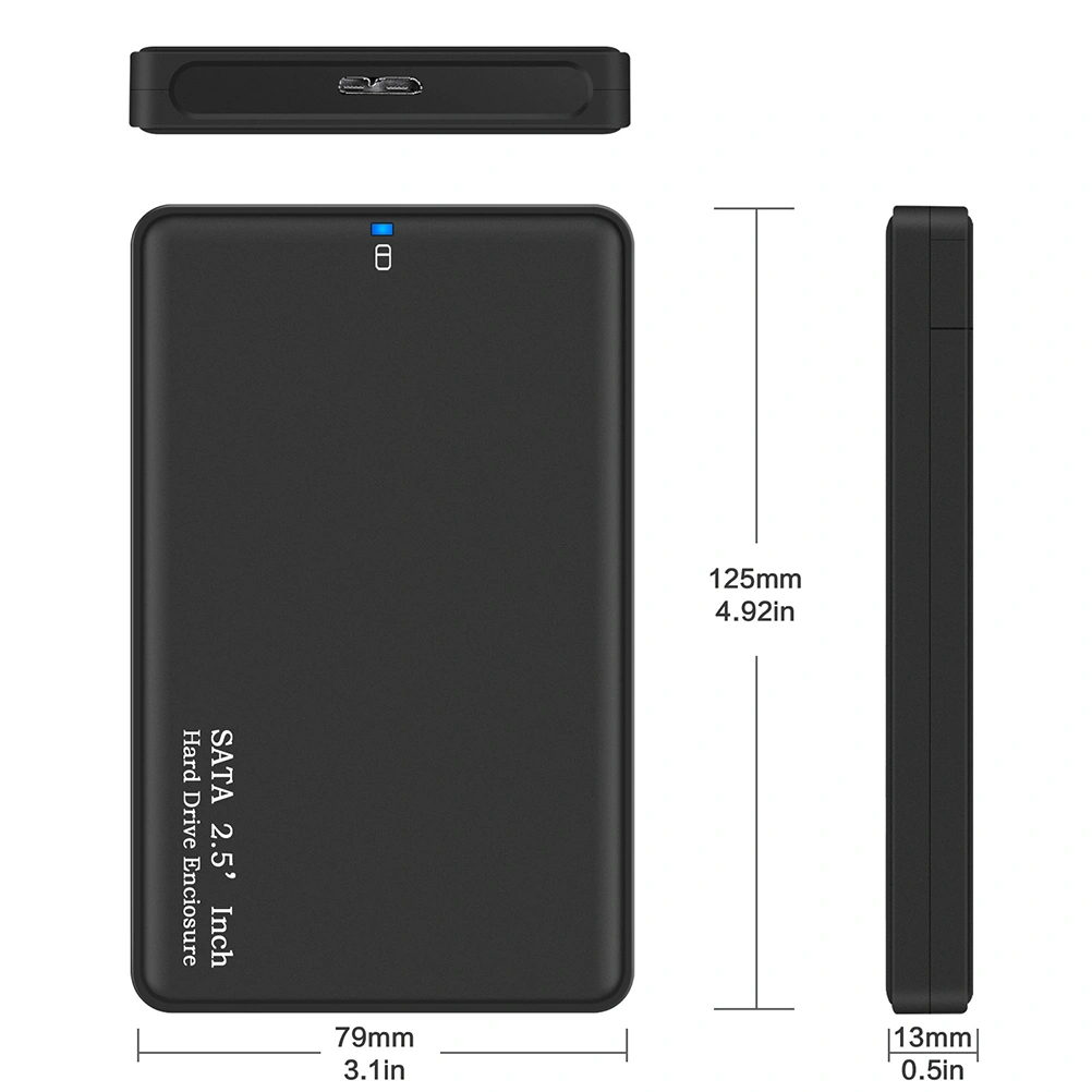 Portable Tool-free 2.5 Inch External Hard Disk Box Enclosure USB 3.0 Micro B for 7-9.5mm SATA HDD/SSD up to 2 TB