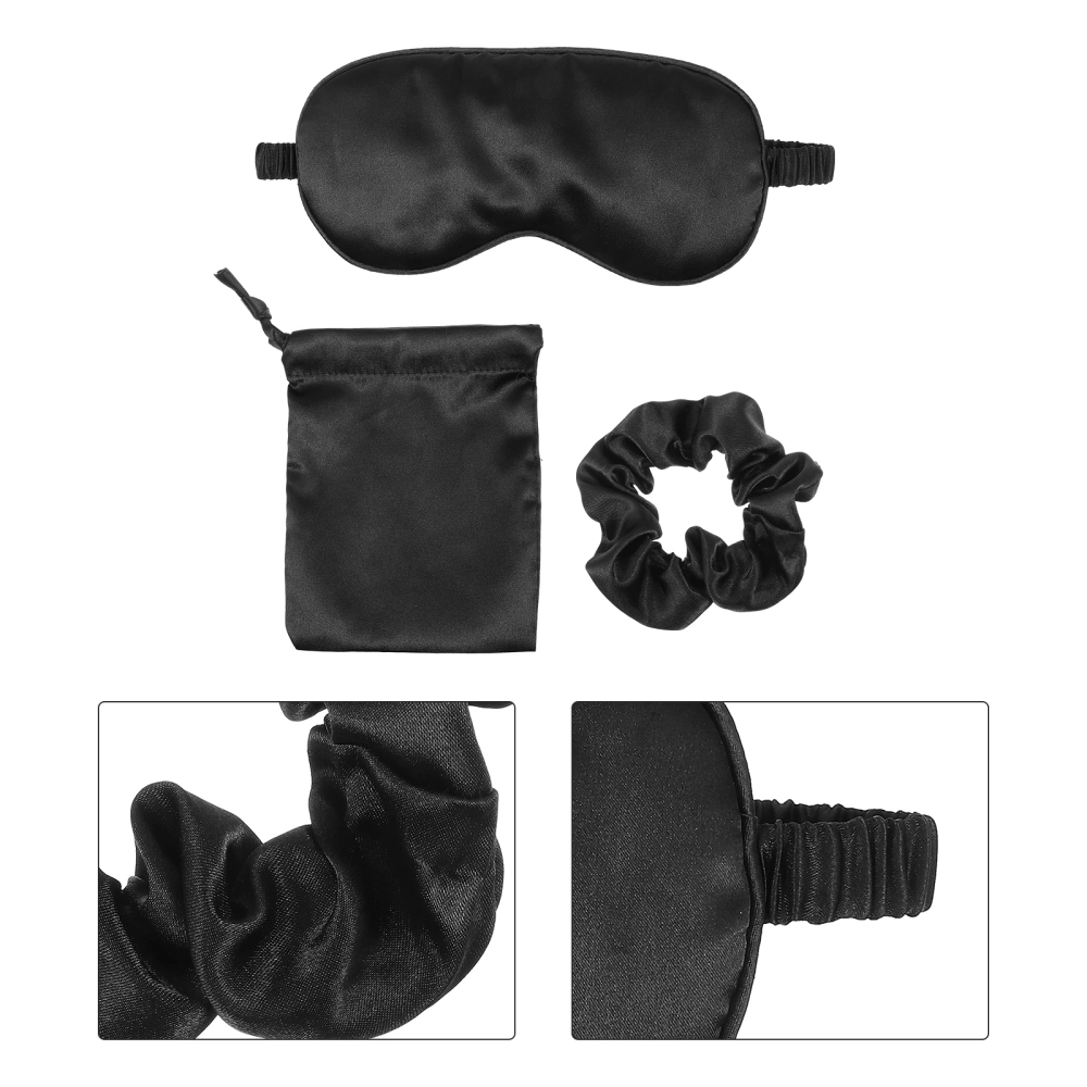 3pcs/set Home Travel Silk Eye Mask Sleeping Mask and Hair Rope Storage Bag Set