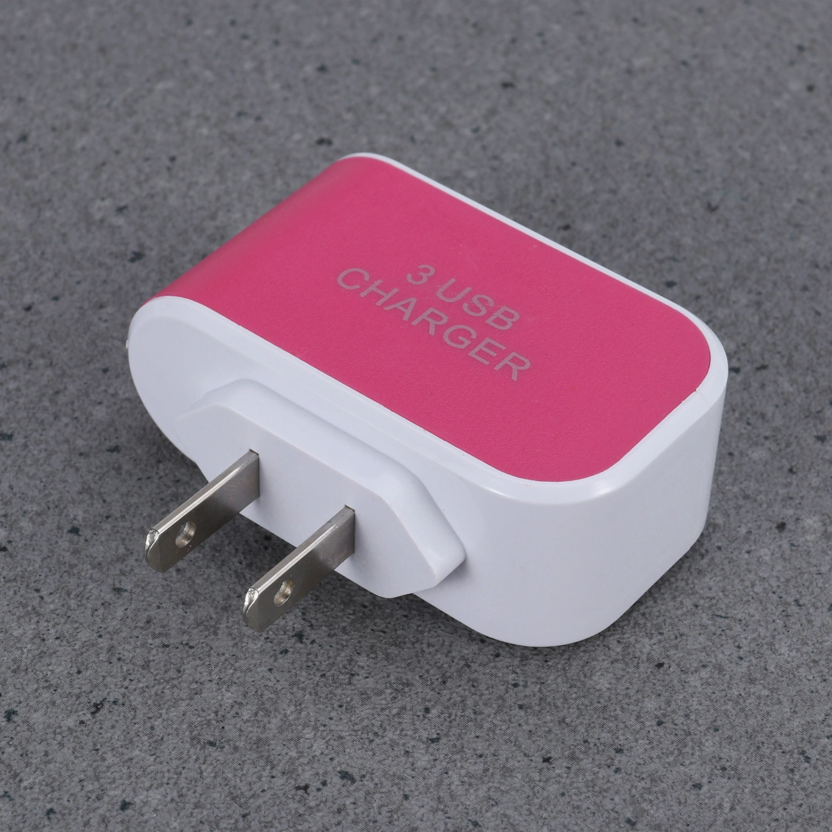 3 USB Ports Universal Power Charger LED Wall Charger Adapter with US Plug (Rose Red)