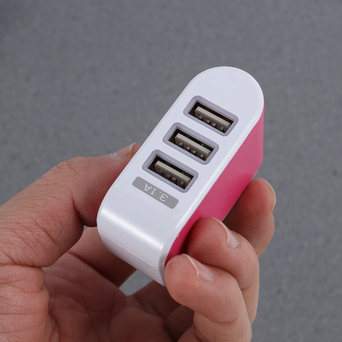 3 USB Ports Universal Power Charger LED Wall Charger Adapter with US Plug (Rose Red)