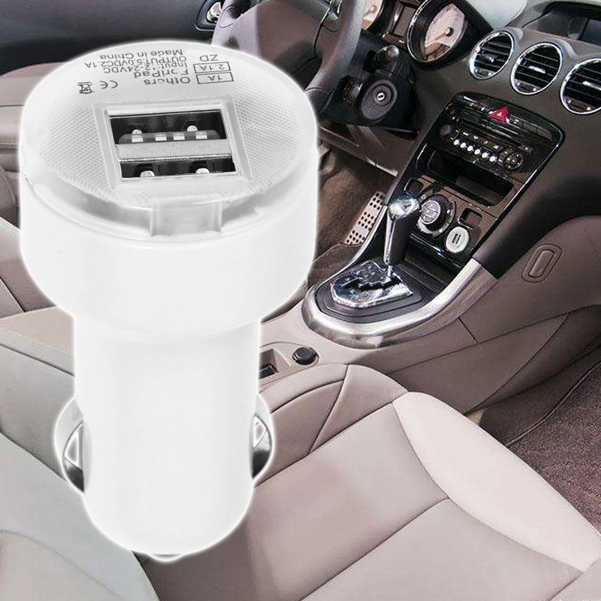 Car USB Charger 2.1A Mobile Phone Tablet Charger 2 Port USB Fast Charger (White)
