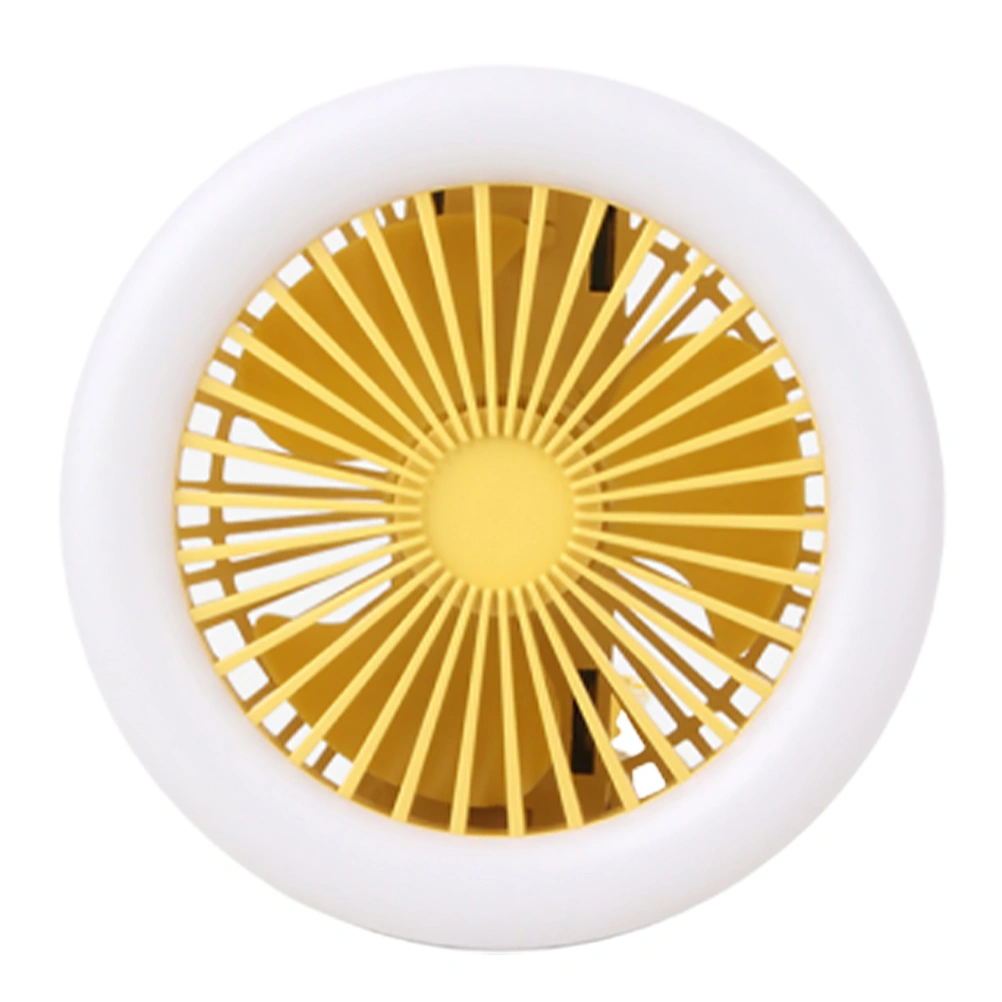 Creative Night Light Fan Desktop USB Rechargeable Fan Mini Foldable Fan with Carabiner for Home Office (Yellow)