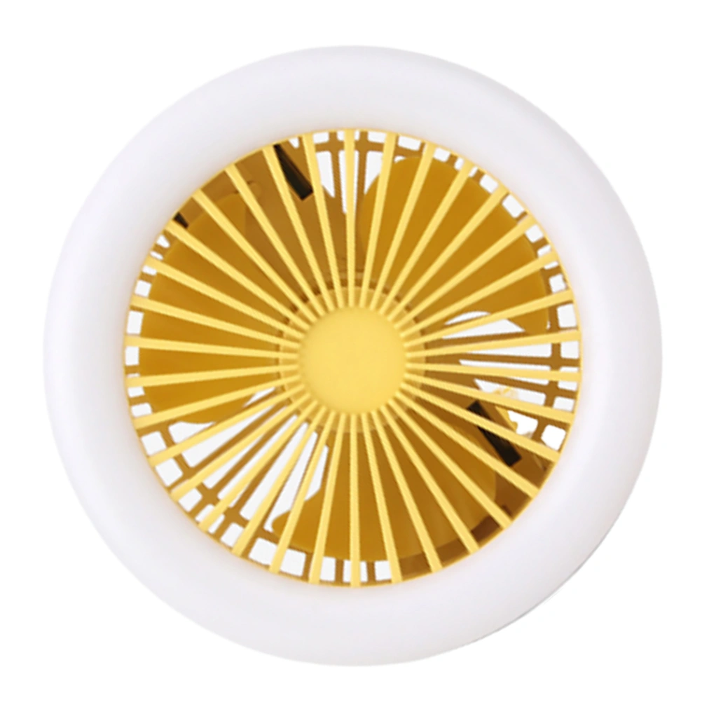 Creative Night Light Fan Desktop USB Rechargeable Fan Mini Foldable Fan with Carabiner for Home Office (Yellow)