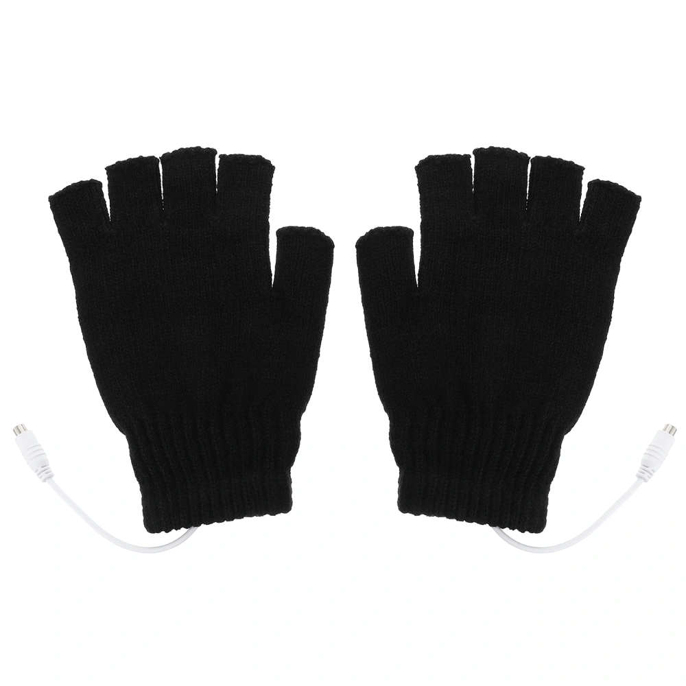 1 Pair USB Heated Mitten Unisex Gloves Winter Hands Warmer Fingerless Gloves