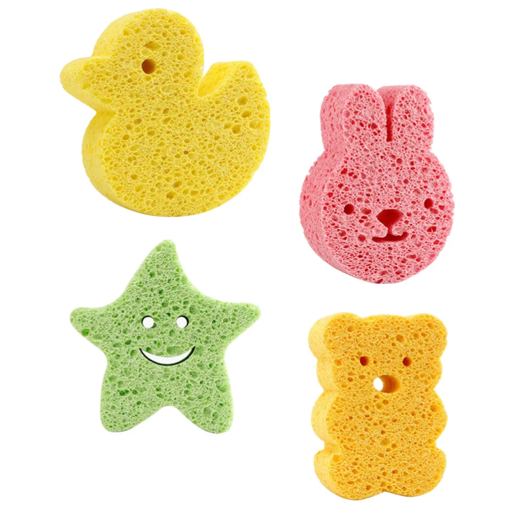 4Pcs Baby Bath Sponge Baby Bath Scrubber Bath Sponge Lovely Shower Scrubbers Baby Bath Supplies