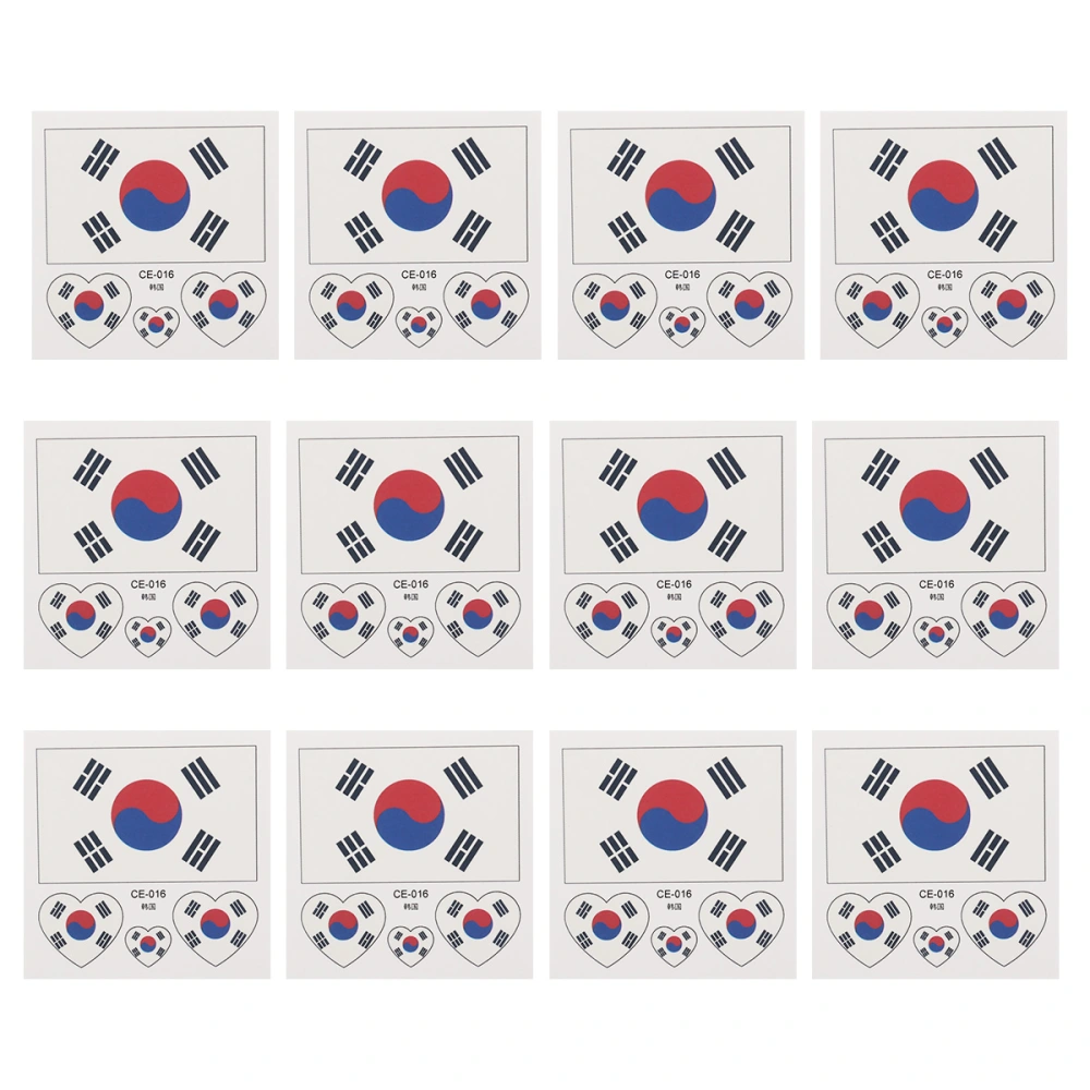 12 Pcs Country Flag Stickers Fashion Sports Body Face Art Decals(Korea)