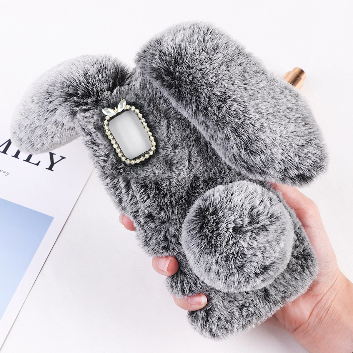 Plush Rabbit Shape Phone Shell Chic Phone Protector Compatible for Moto G Stylus