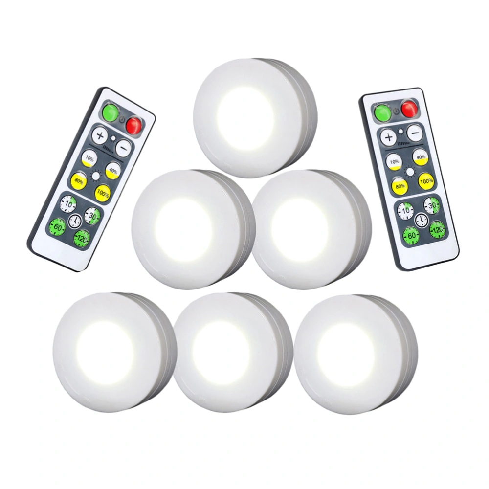 6pcs Wireless Cabinet LED Lights Set Brightness Adjustable Cupboard Accent Light(White Light)