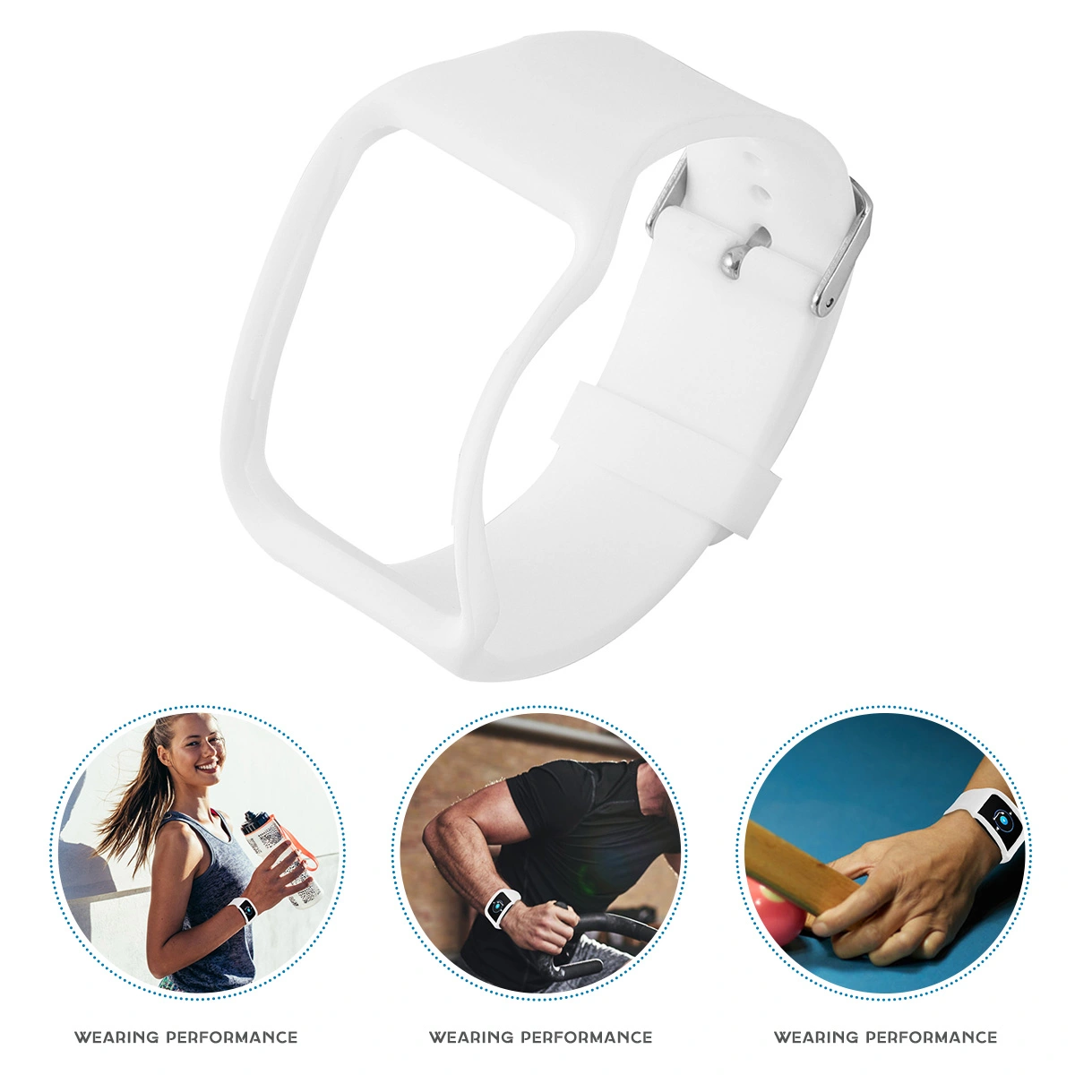 White Smart Watch Wrist Band TPE Watch Strap Compatible for Smart Watch