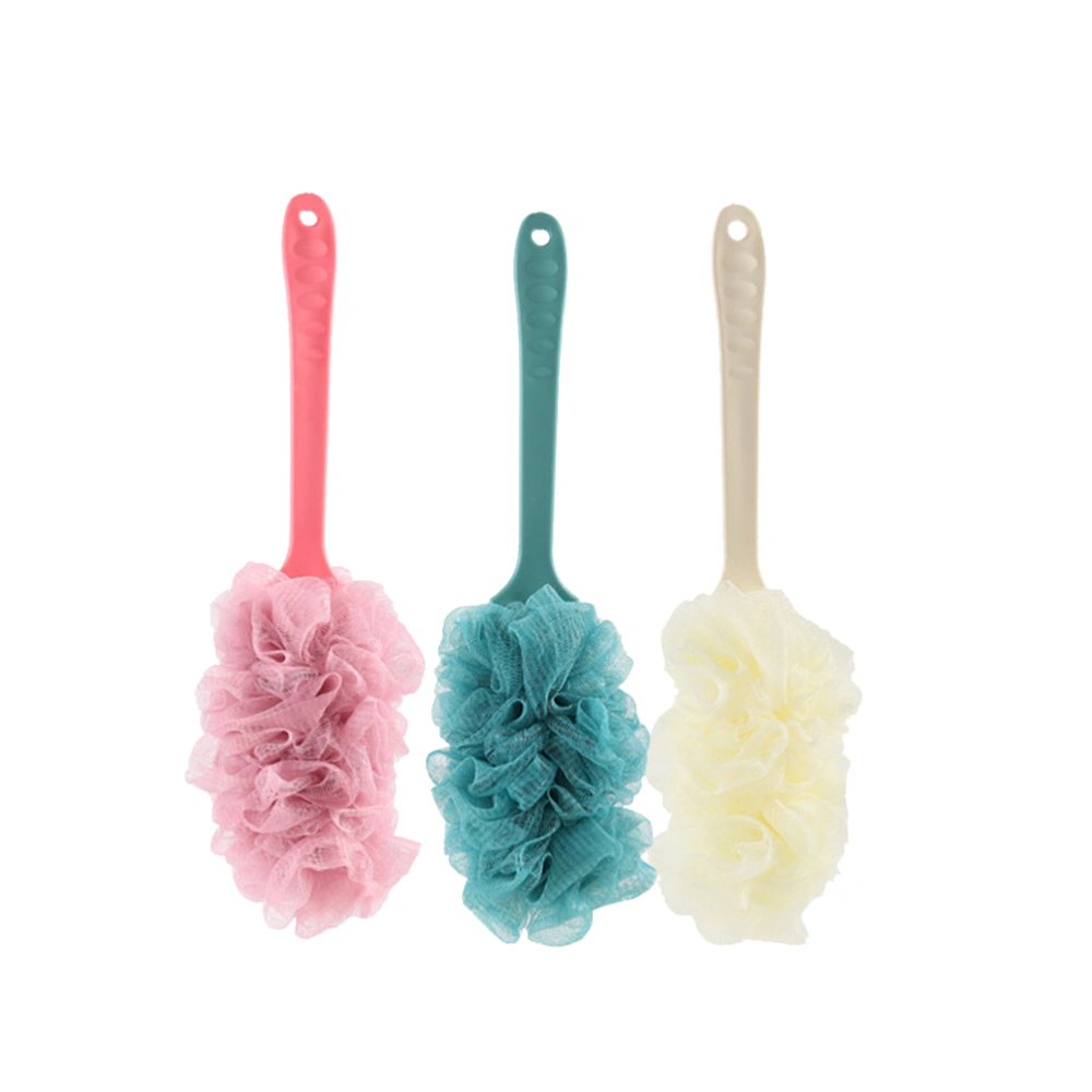 3pcs Long Handle Bath Brush Comfort Back Scrubber Bathroom Accessories (Blue, White and Pink)