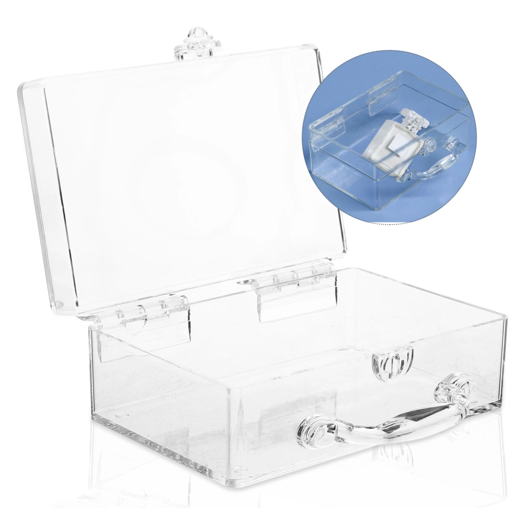 Transparent Portable Storage Box with Lock and Handle Clear Cosmetics Bag Cosmetics Carrier