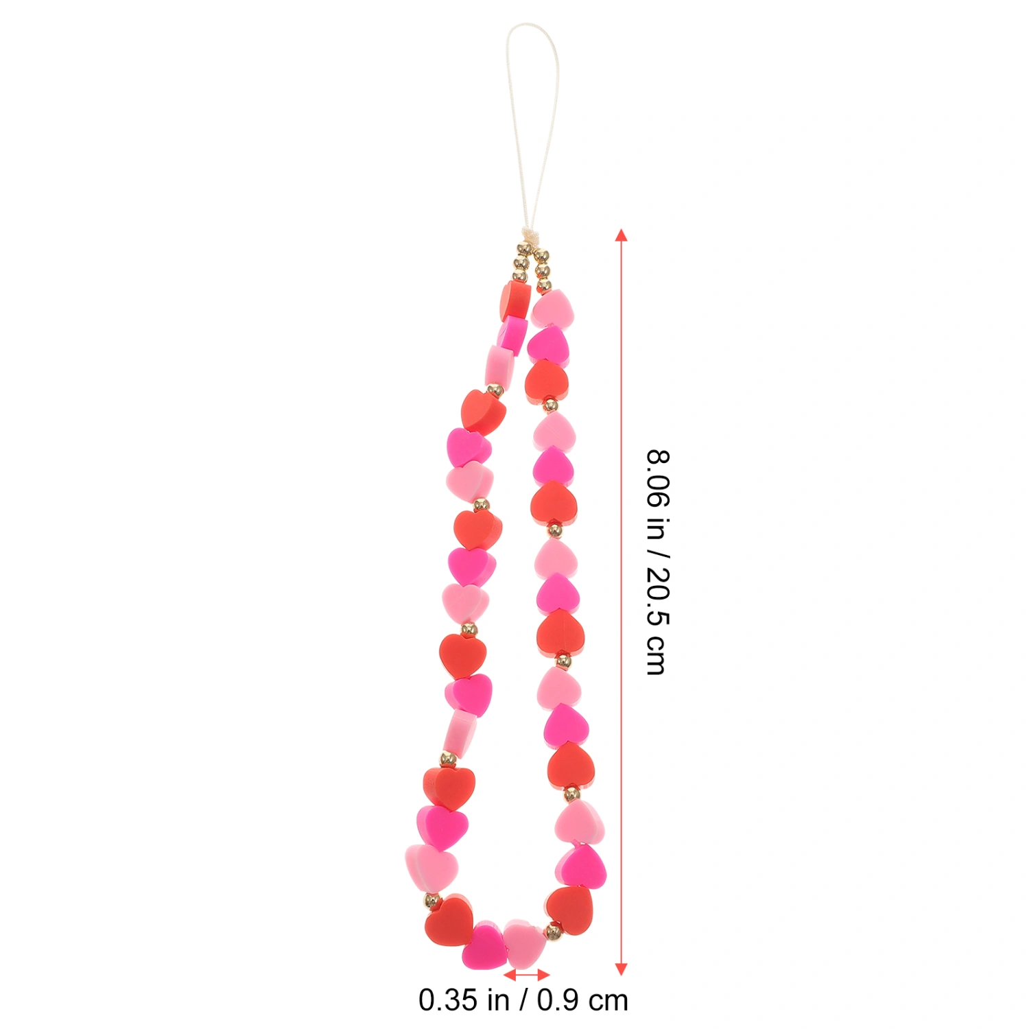 2pcs Polymer Clay Heart Beads Phone Ropes Phone Decorative Lanyards Phone Charms