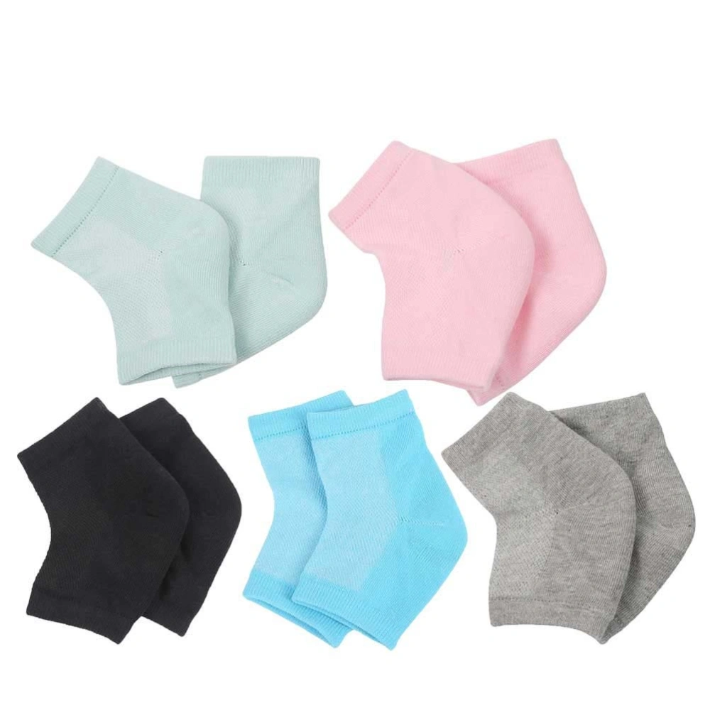 5 Pairs/Pack Mesh Gel Anti-dryness Heel Moisturizing Socks (Black + Gray + Blue + Green + Pink)