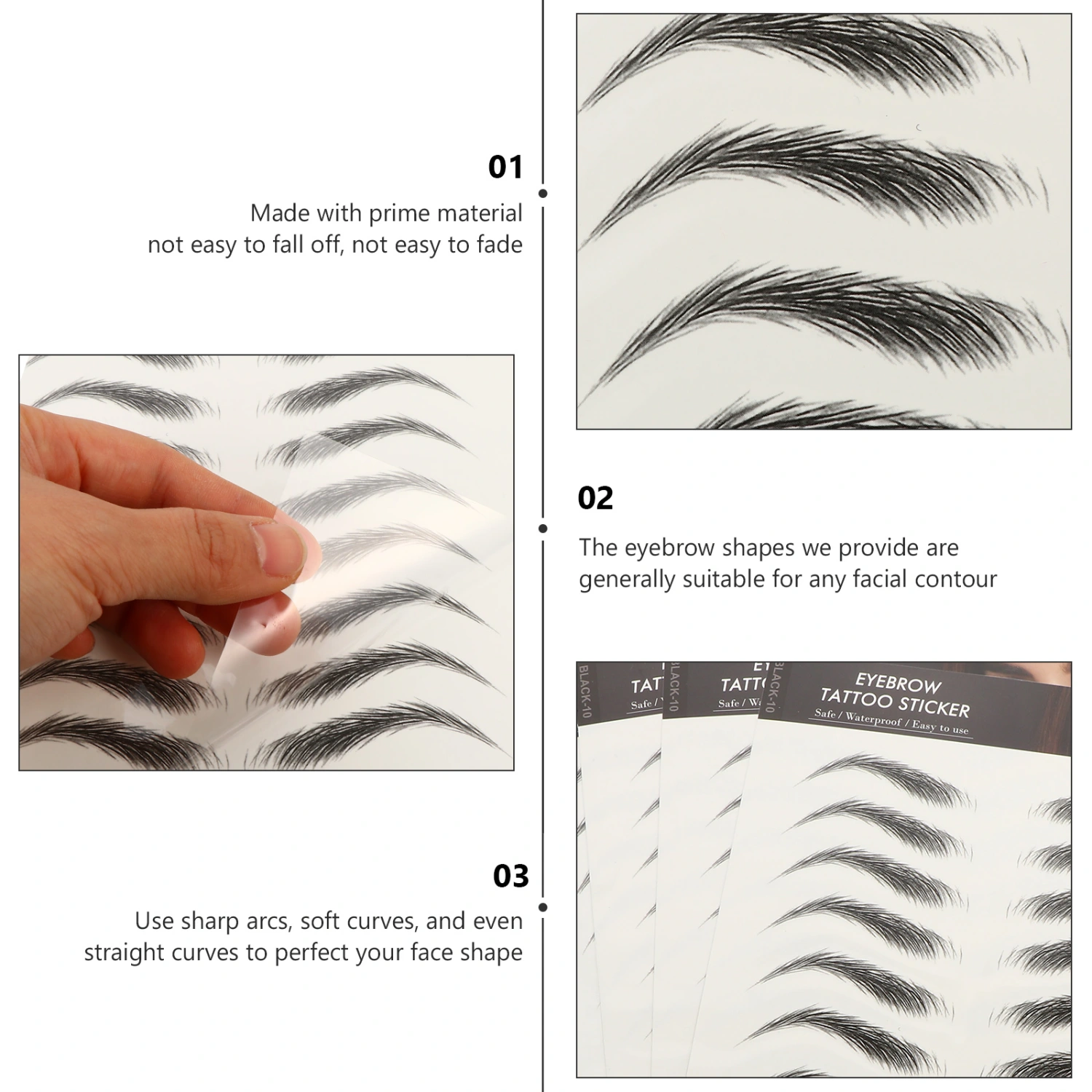 4 Sheets Eyebrows Sticker False Eyebrows Tattoos Temporary Eyebrows Tattoos