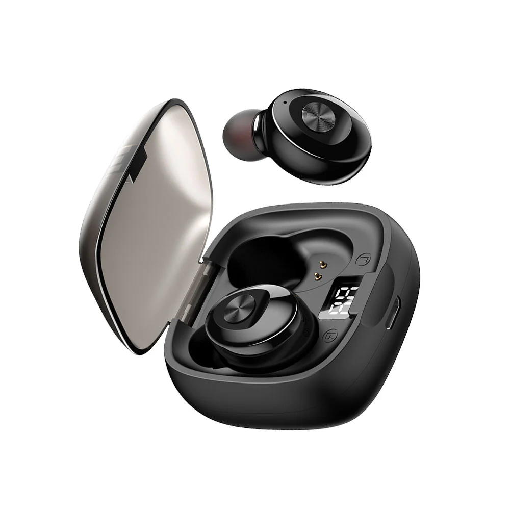 1 Pair of XG8 Wireless Dual-ear Earphone 5.0 Mini In-ear Motion Digital Display TWS Wireless Headset (Black)