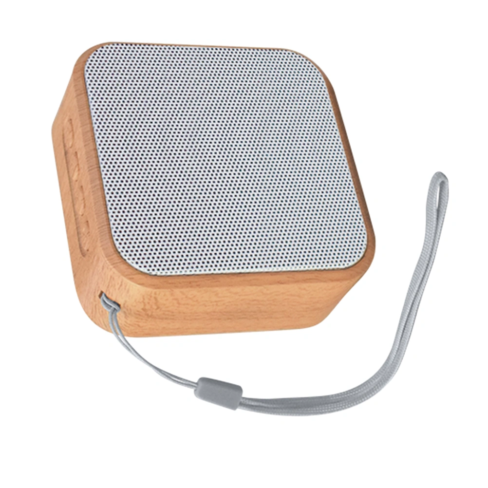 Wooden Grain Square Stereo Wireless Speakers FM Radio Clear Bass TF USB Music Player for Home Outdoor (White)