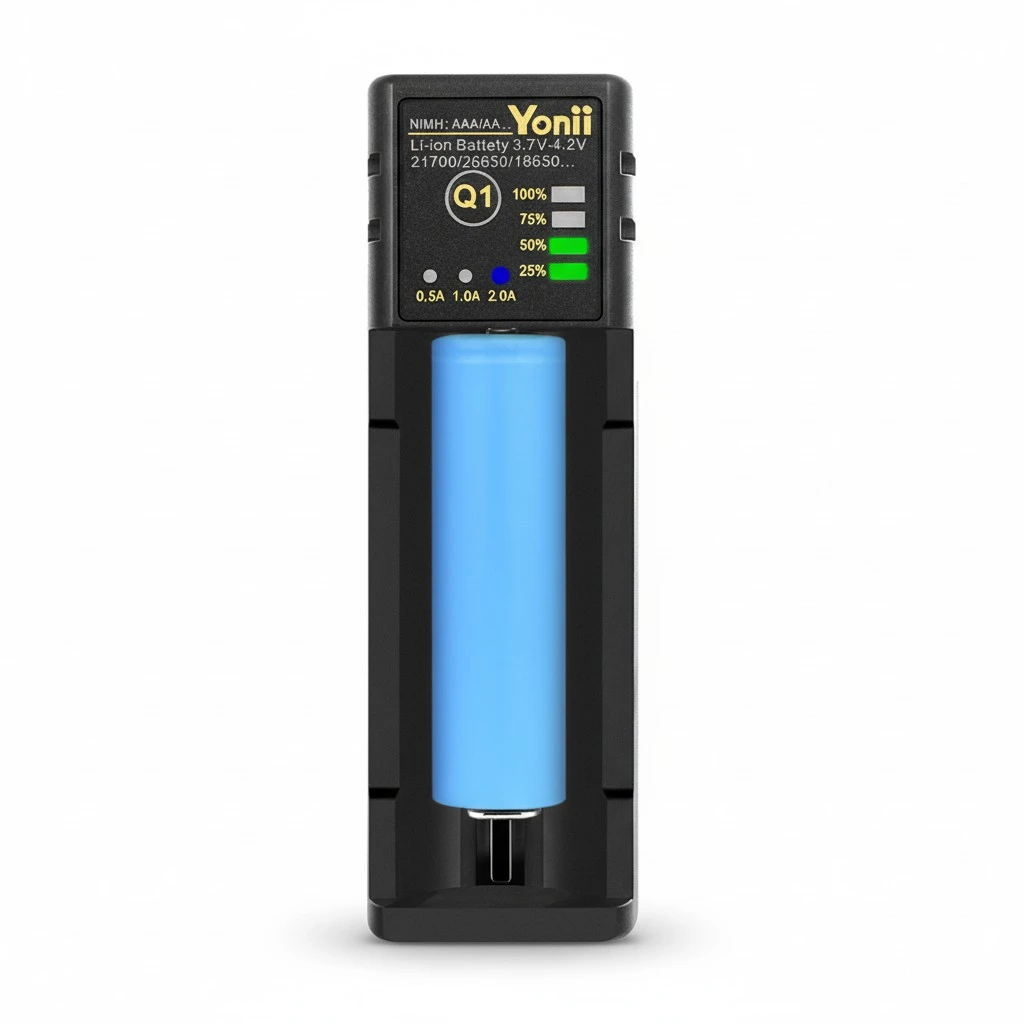 1 Slot Battery Charger USB Interface 18650 Multi-function Li-ion Ni-MH Battery Charger for AA/AAA/21700 Battery Charger Intelligent Charging Device (Black)