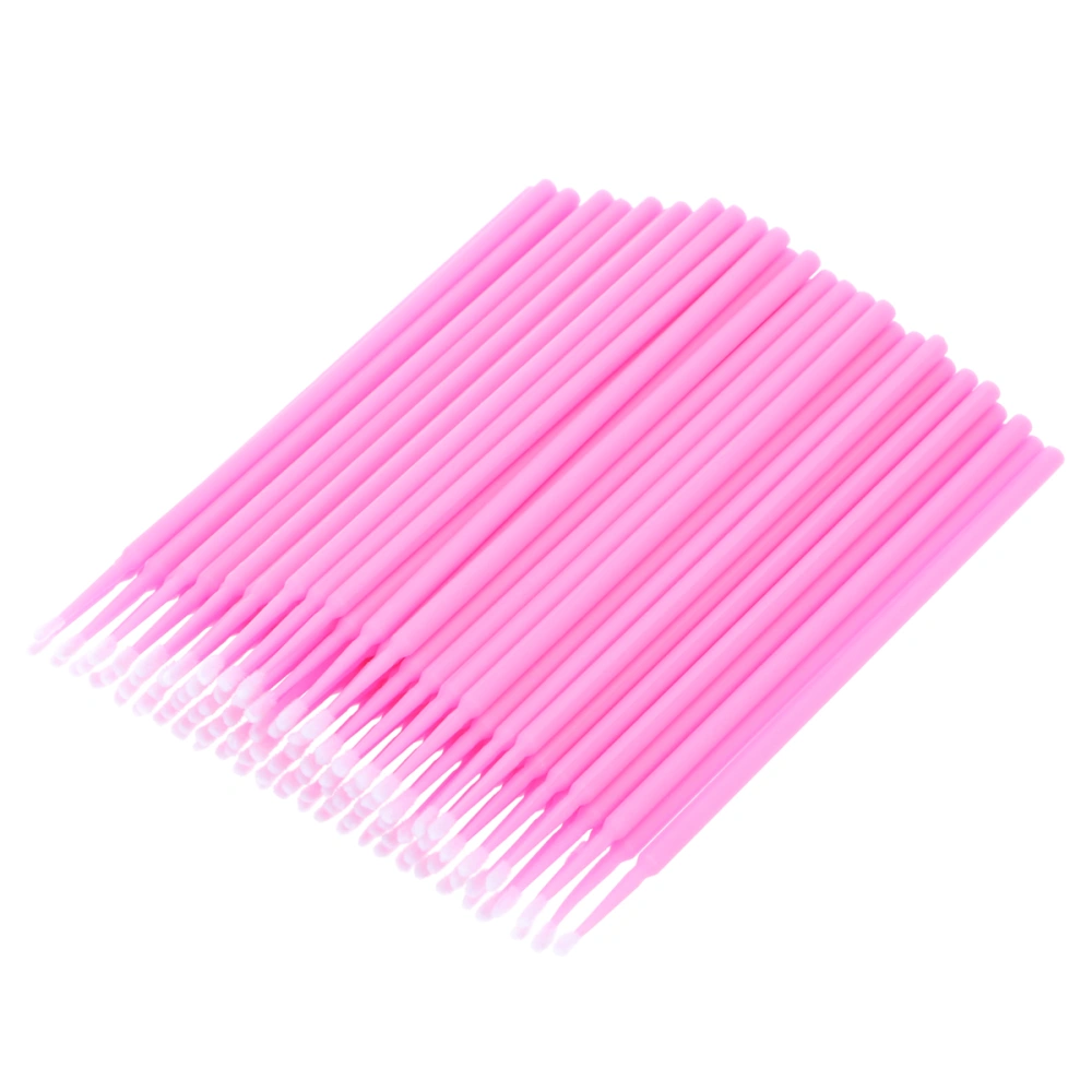 100pcs Disposable Micro Applicator Brushes Eyelash Extension Cotton Swab Eyelash Micro Brush (Pink)