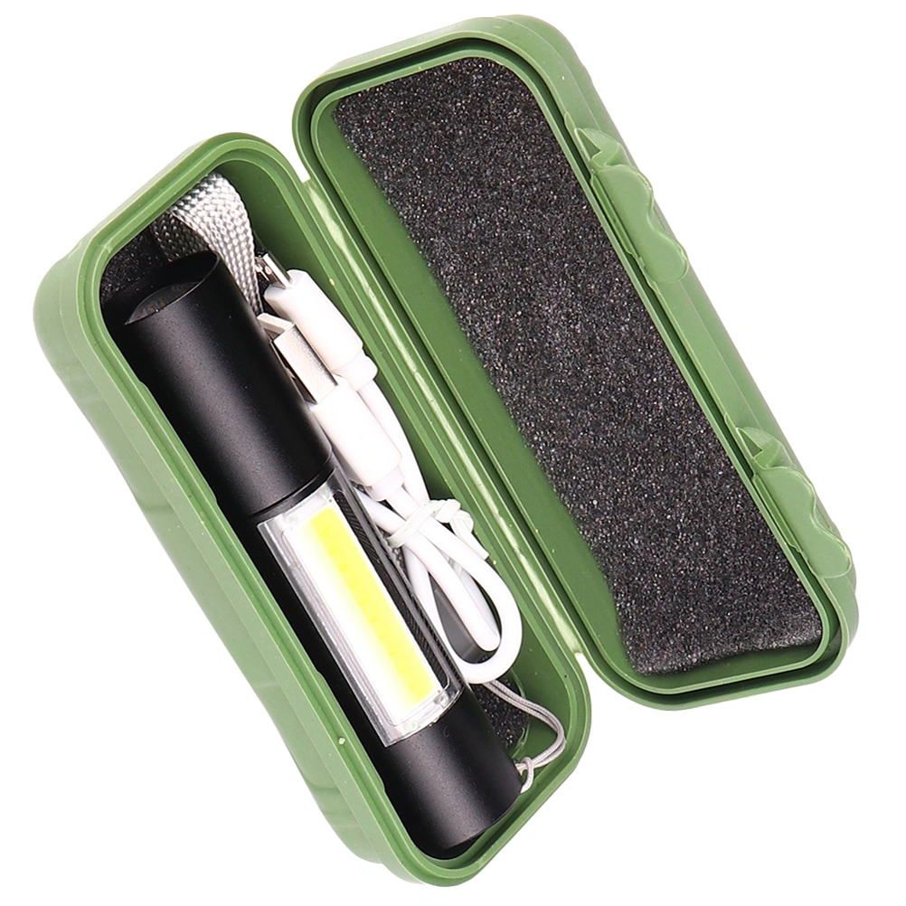 1PC Mini Small Flashlight Portable Hard Light LED Torch Zoom COB Working Lamp Rechargeable Outdoor Flashlight for Outdoor Night (Black)
