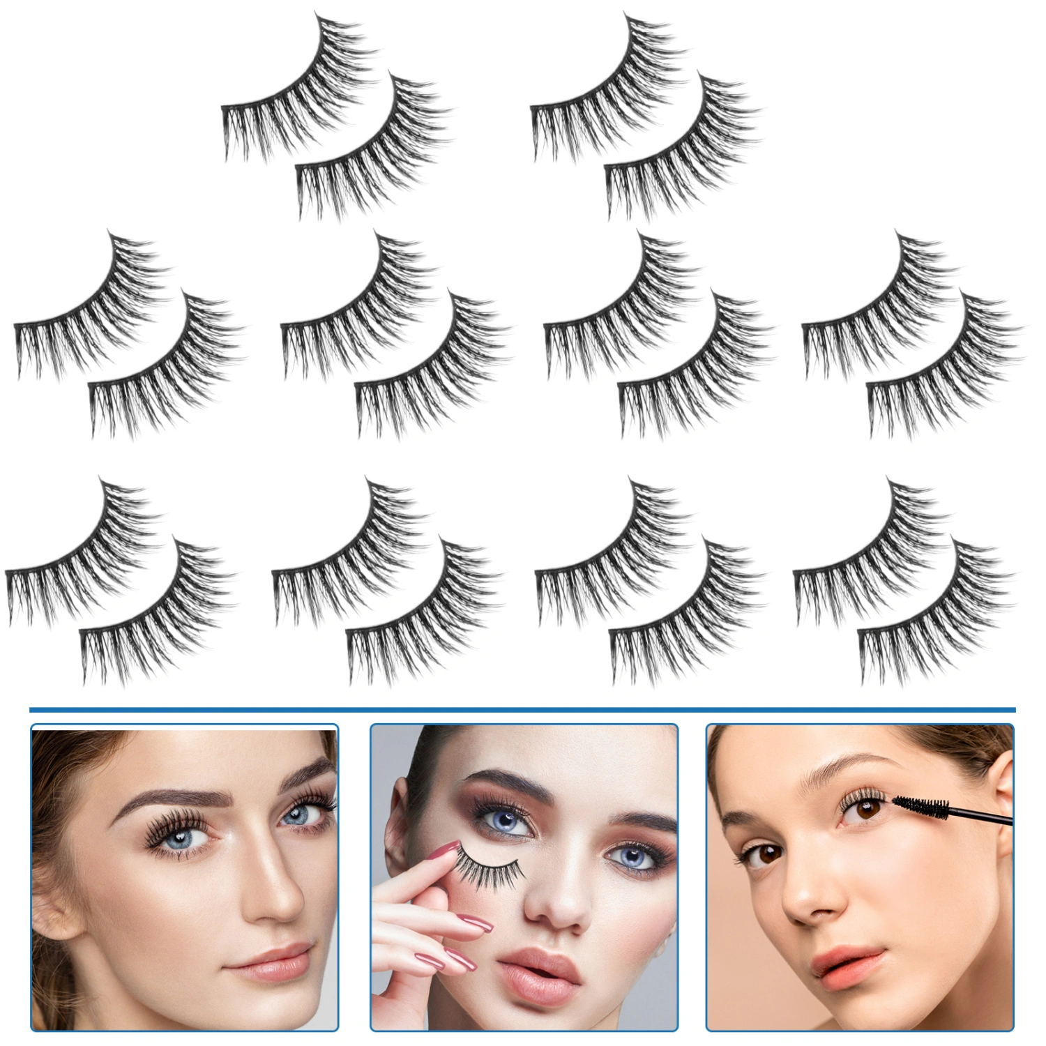 10 Pairs Fake Eyelashes Fluffy Eyelashes Extensions Women False Eyelashes Makeup Accessories