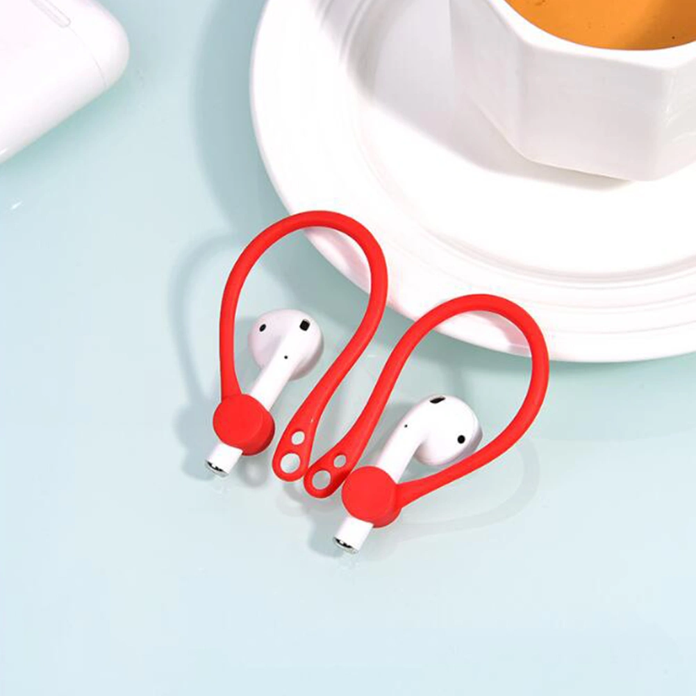 2 Pairs Protective Earhooks Holder Secure Fit Hooks Compatible for Airpods Wireless Earphone Accessories Sports Anti-lost Ear Hook (Red)