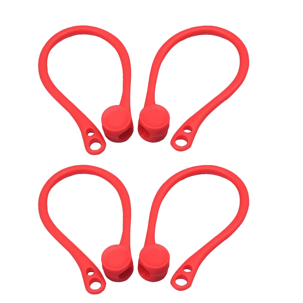 2 Pairs Protective Earhooks Holder Secure Fit Hooks Compatible for Airpods Wireless Earphone Accessories Sports Anti-lost Ear Hook (Red)