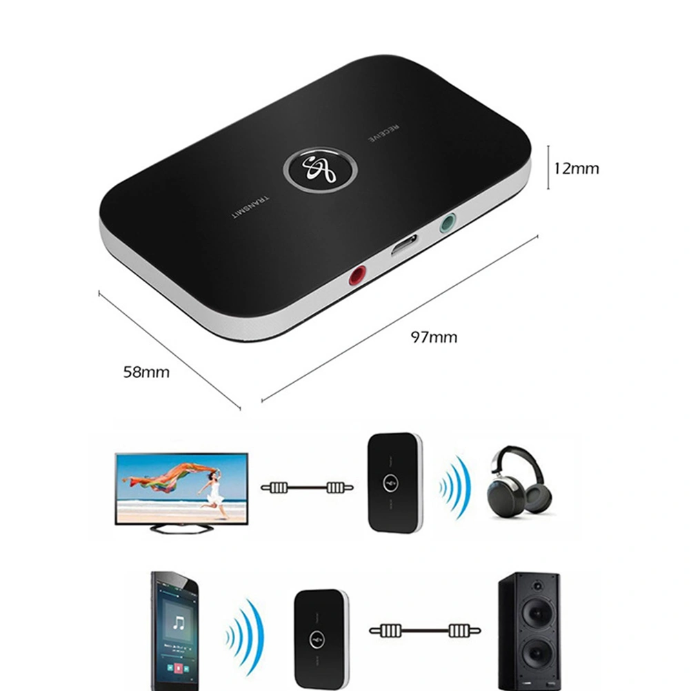 1 Set Wireless Transmitter Receiver Two in One Wireless Receiver Transmitter Multi-purpose Wireless Adapter for Home Dorm Office (Black)