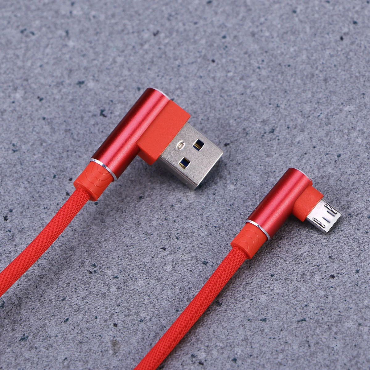 1M Right Angle USB Micro Cable Braided USB 2.4 A to 90 Degree Data Cable Charger Cord for Universal Android Phone (Red)