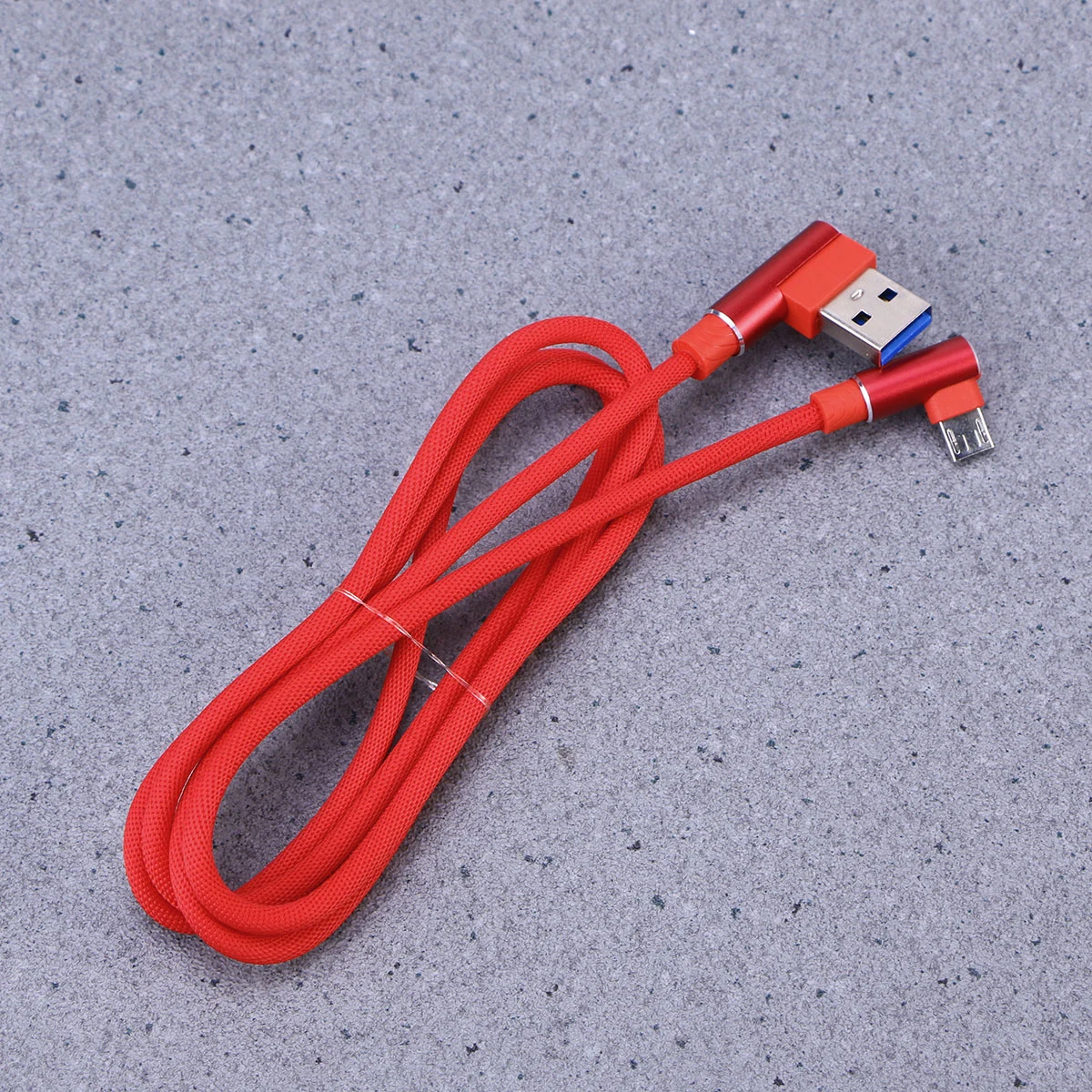 1M Right Angle USB Micro Cable Braided USB 2.4 A to 90 Degree Data Cable Charger Cord for Universal Android Phone (Red)